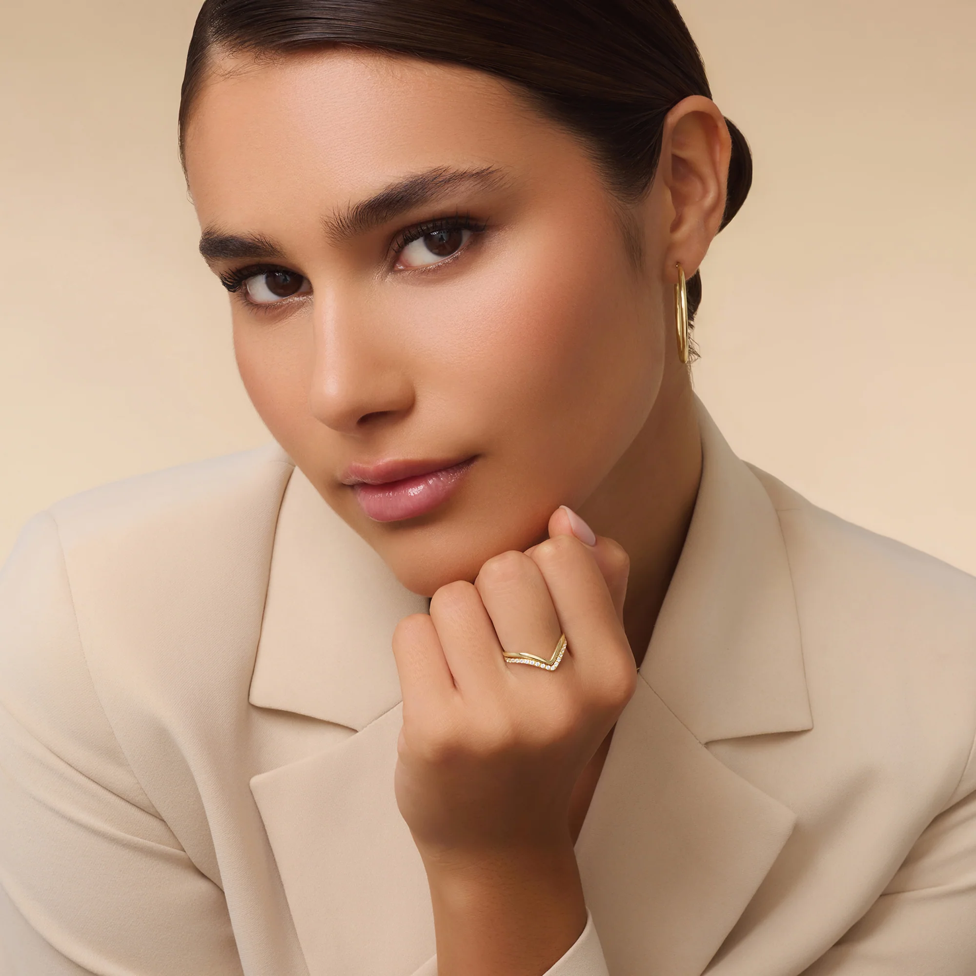 Cubic Zirconia Wishbone Ring Set - Image 9