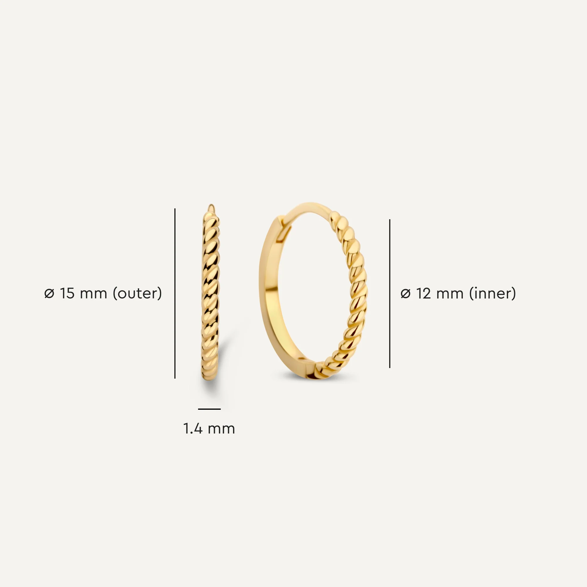Twisted Small Hoops (15mm) - Image 7