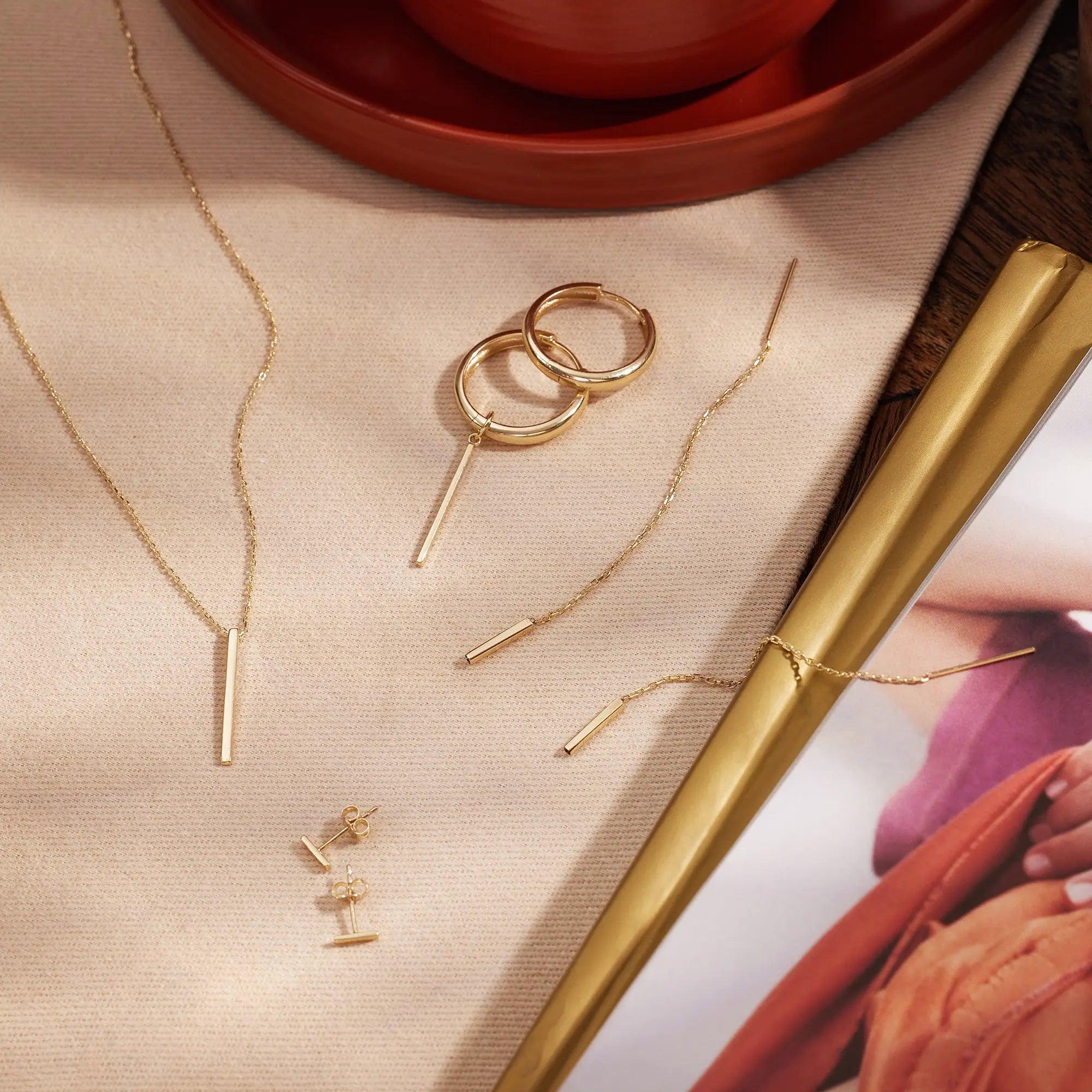 Bar Pull Through Drop Earrings - Image 8