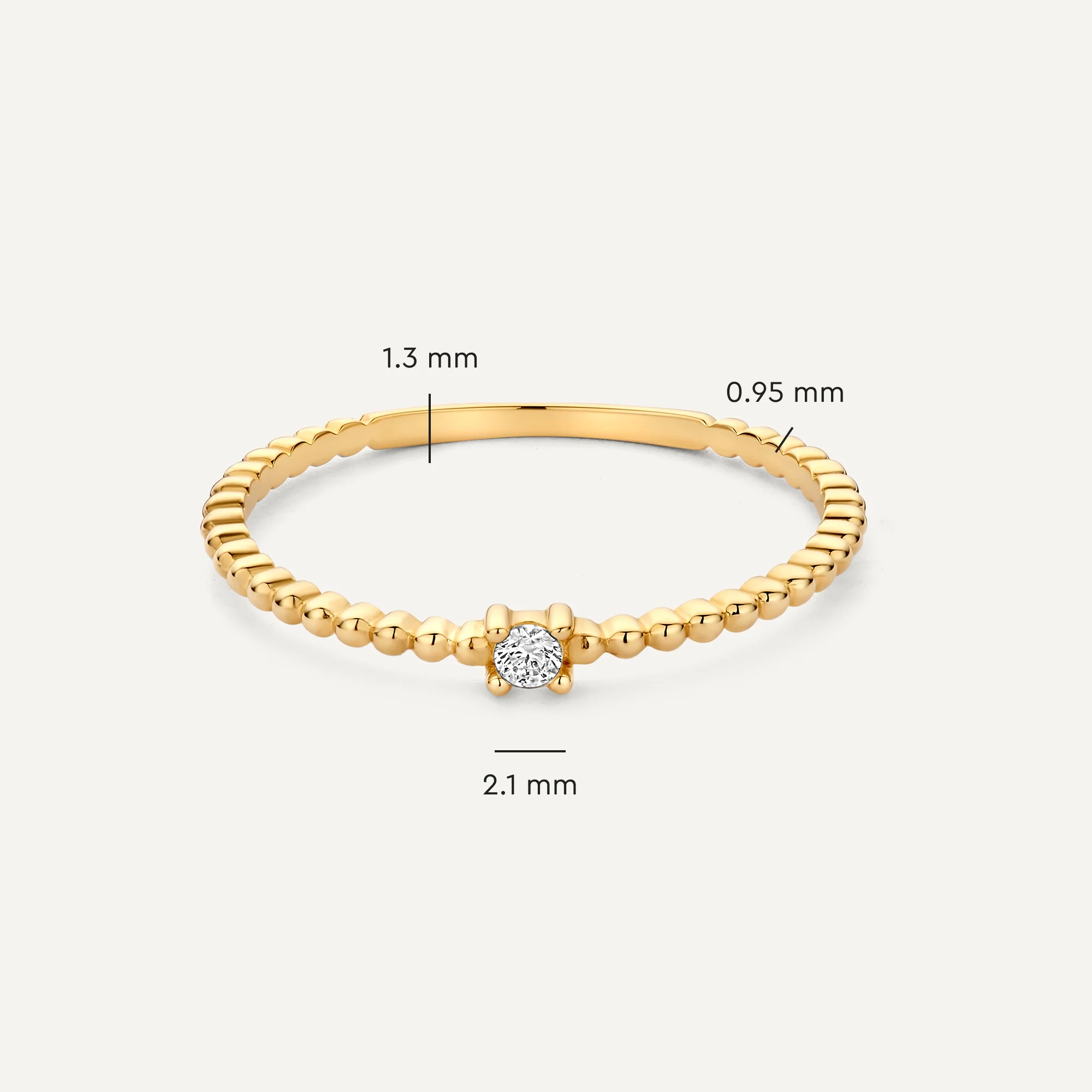 Beaded Four Prong Cubic Zirconia Ring - Image 4