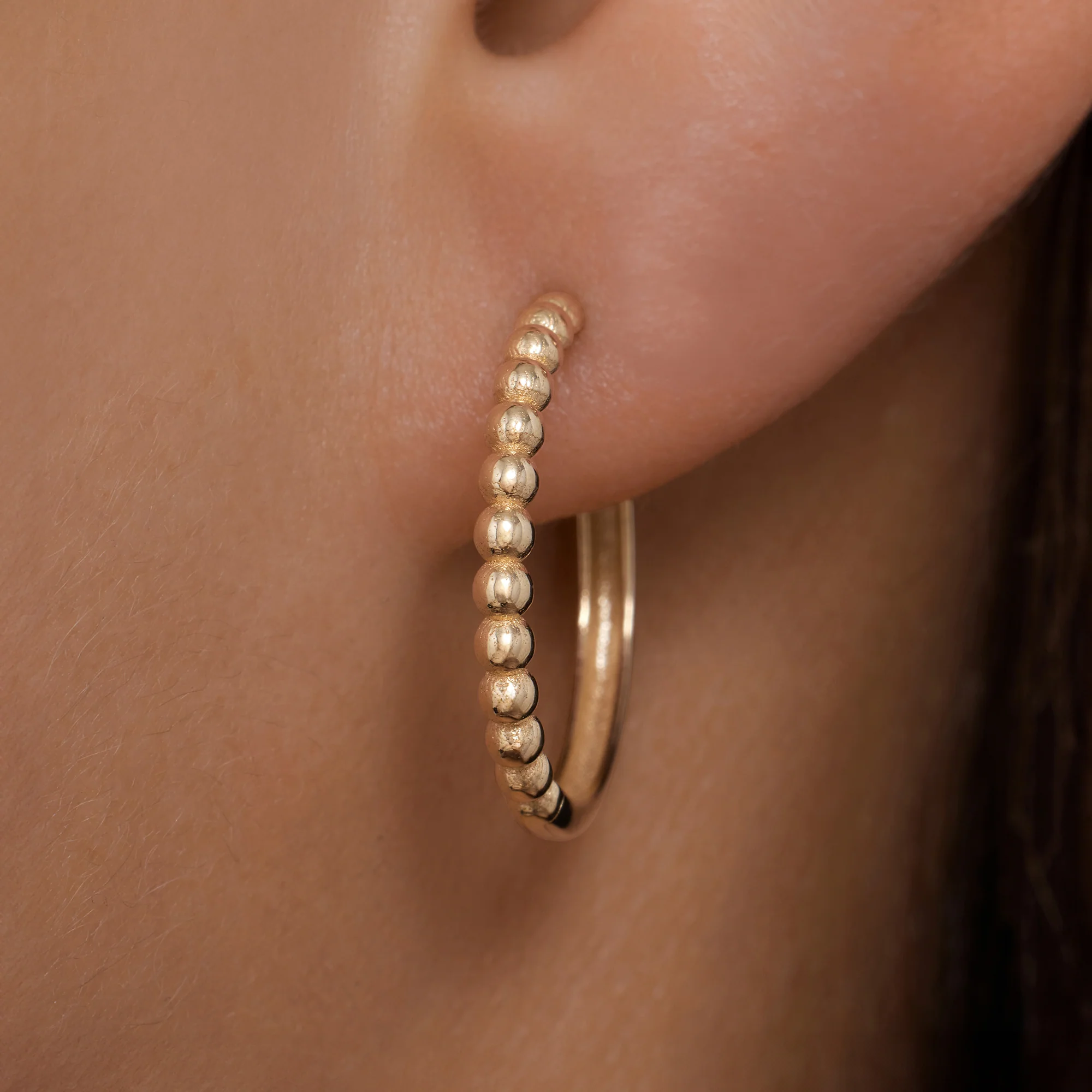 Beaded Medium Hoops (18mm) - Image 3