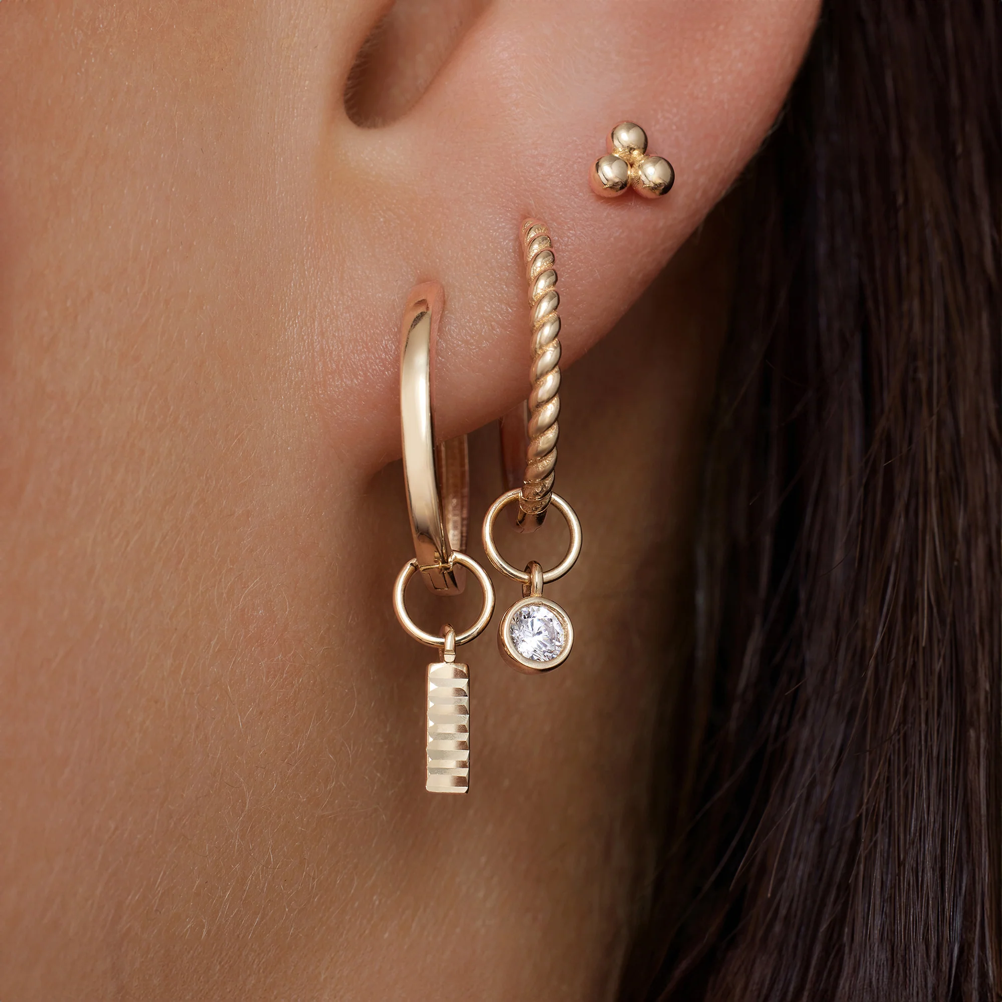 Bezel Set Cubic Zirconia Hoop Charm - Image 3