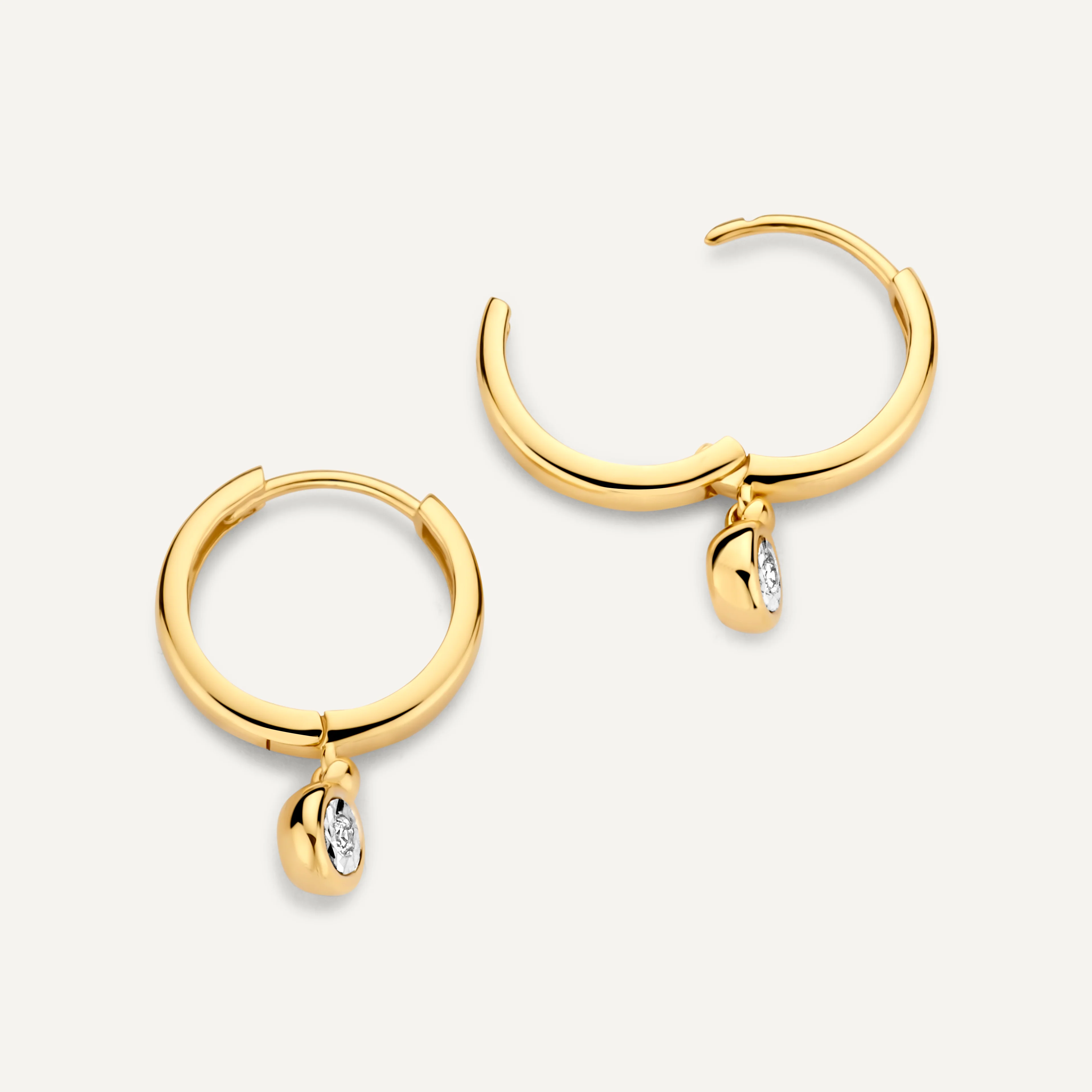 Bezel Set Diamond Charm Hoop Earrings (0.03 ct) - Image 4
