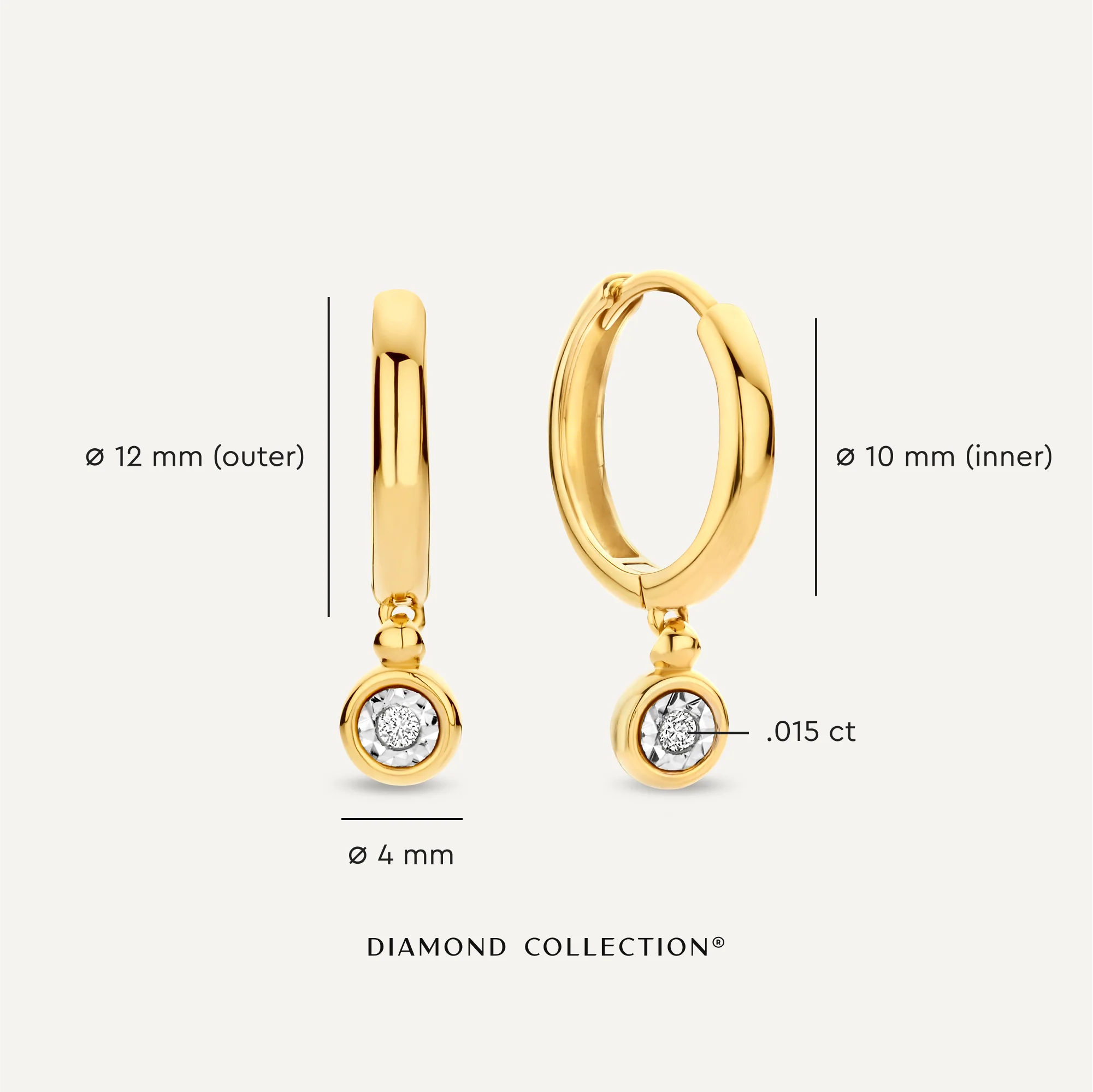 Bezel Set Diamond Charm Hoop Earrings (0.03 ct) - Image 5