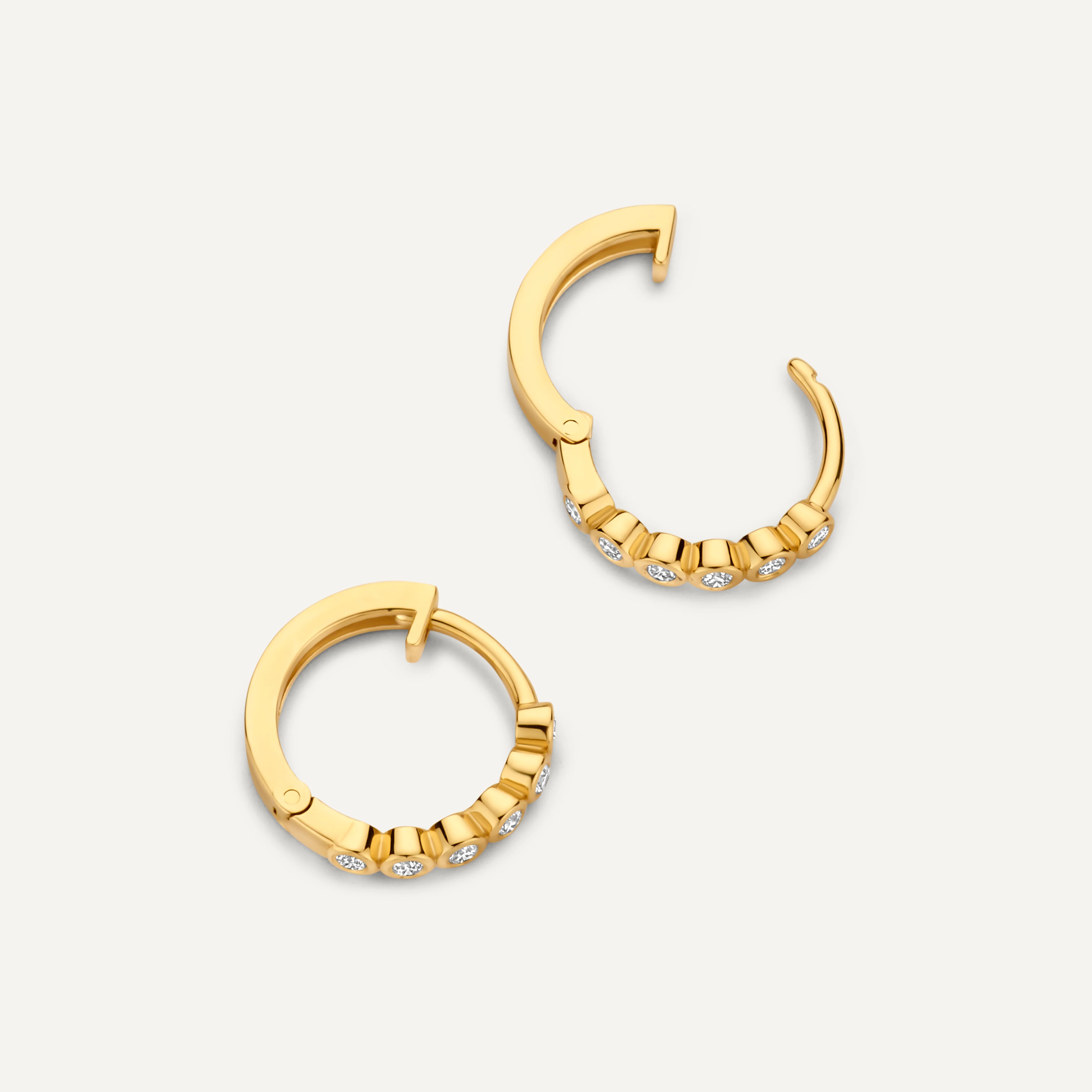Bezel Set Diamond Huggie Hoops (12mm) (0.11 ct) - Image 4