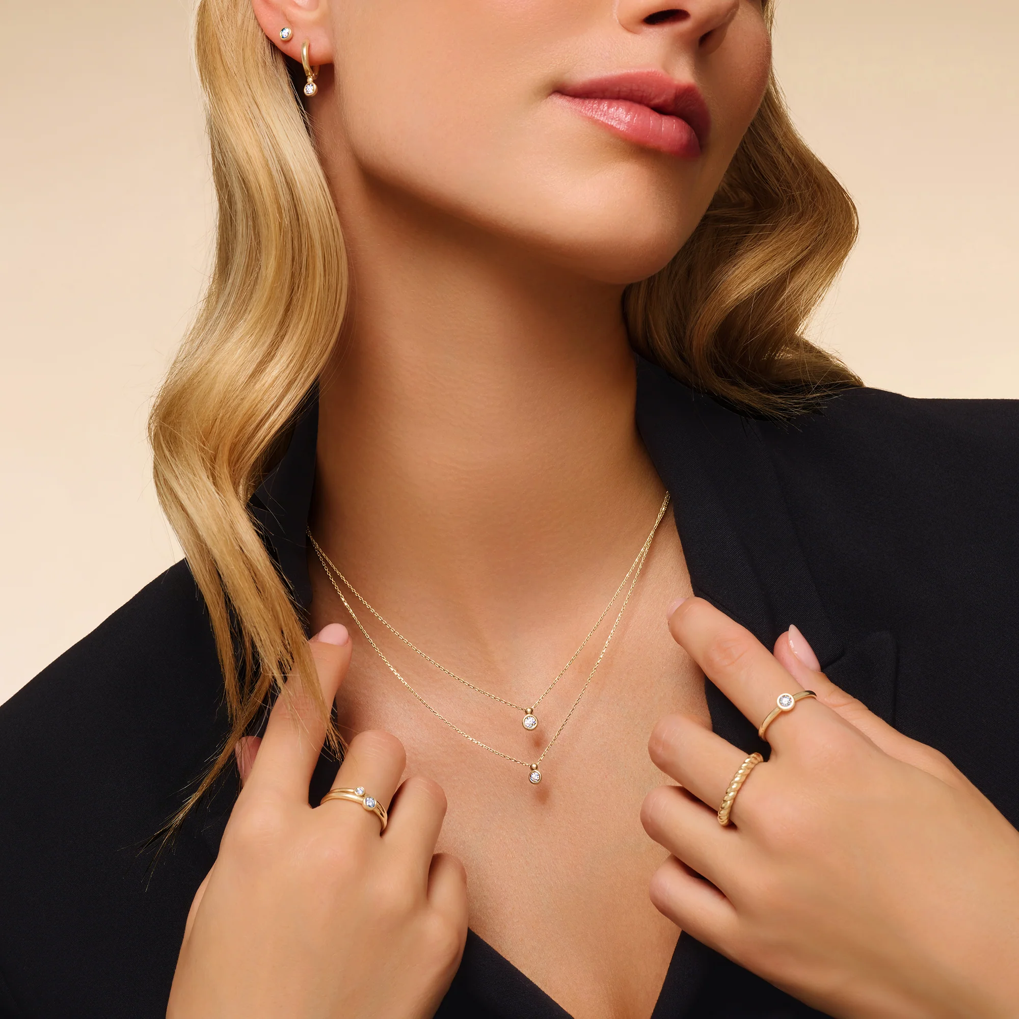 Bezel Set Diamond Linked Pendant Necklace (0.02 ct) - Image 4