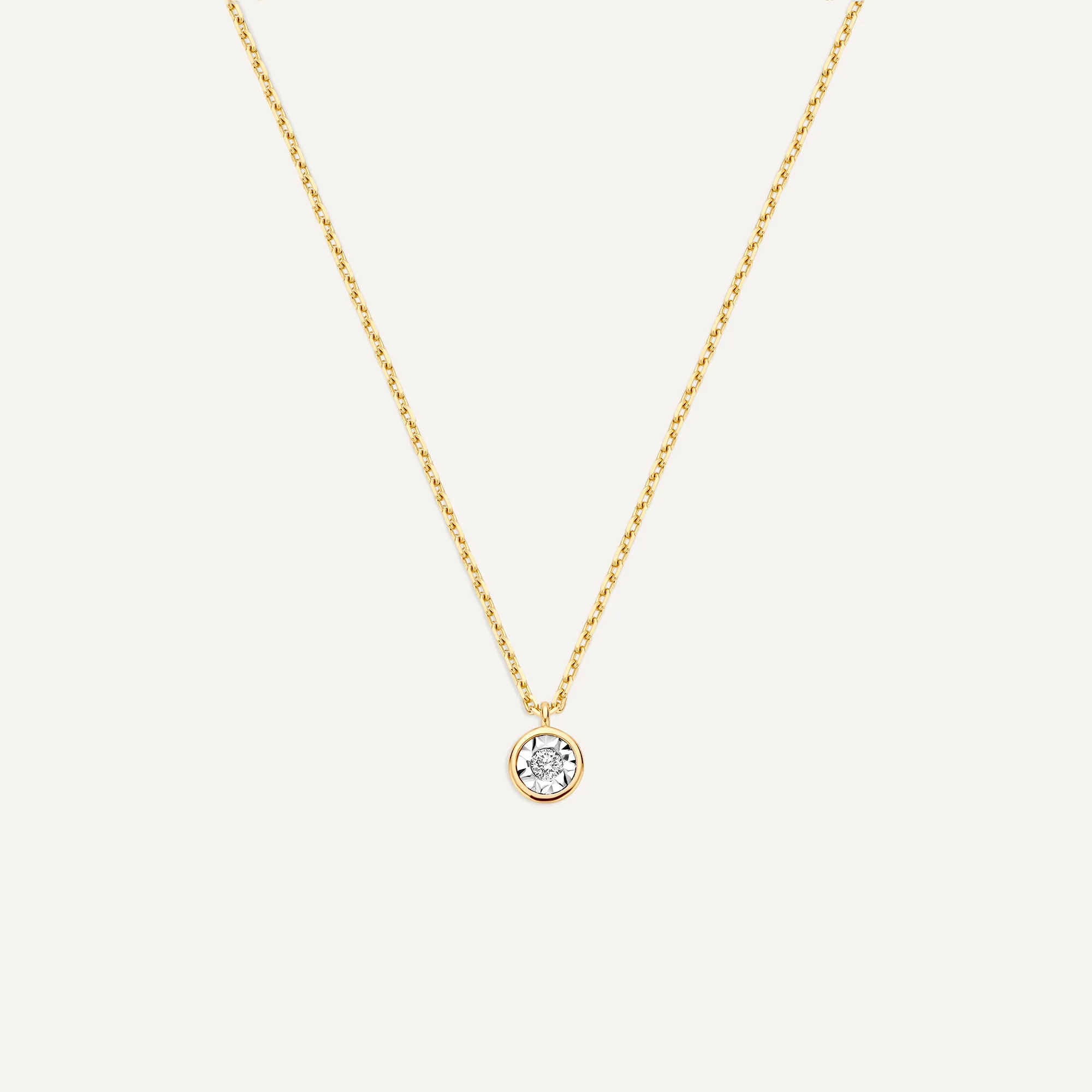 Bezel Set Diamond Linked Pendant Necklace (0.03 ct)