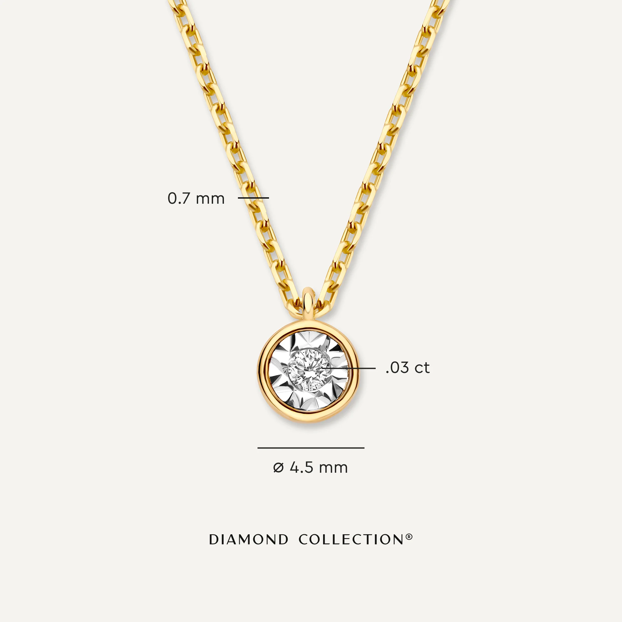 Bezel Set Diamond Linked Pendant Necklace (0.03 ct) - Image 6