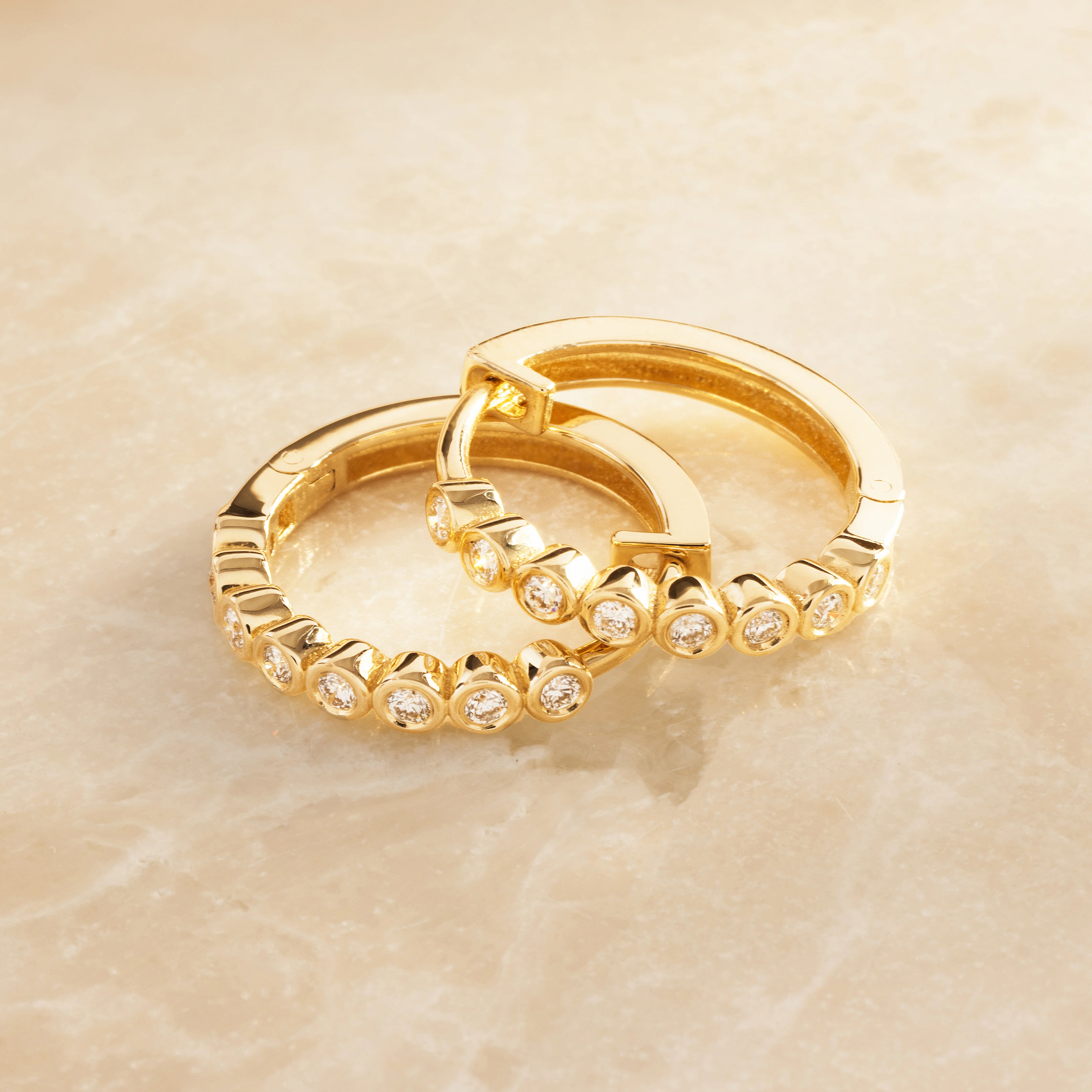 Bezel Set Diamond Small Hoops (15mm) (0.15 ct) - Image 4