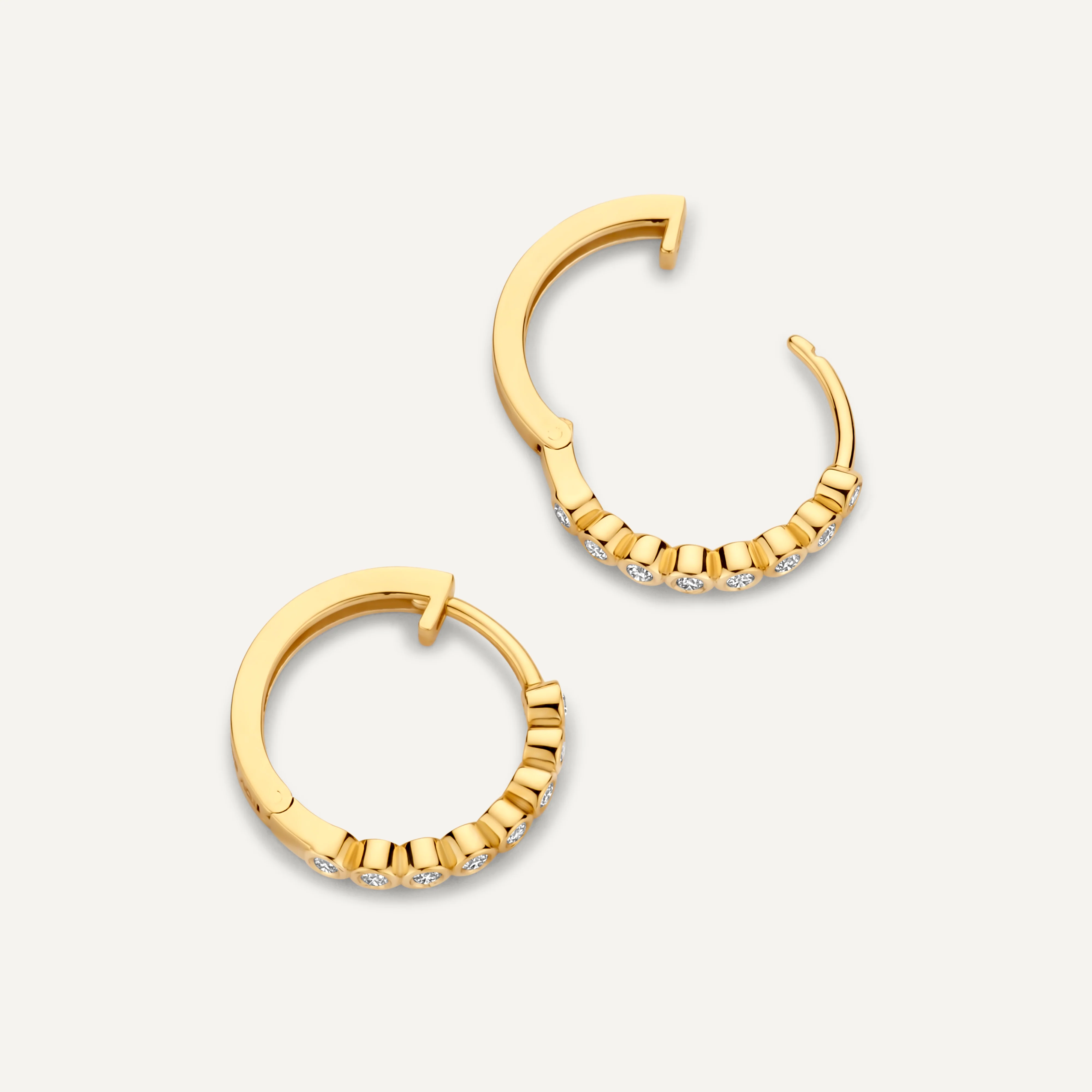 Bezel Set Diamond Small Hoops (15mm) (0.15 ct) - Image 5