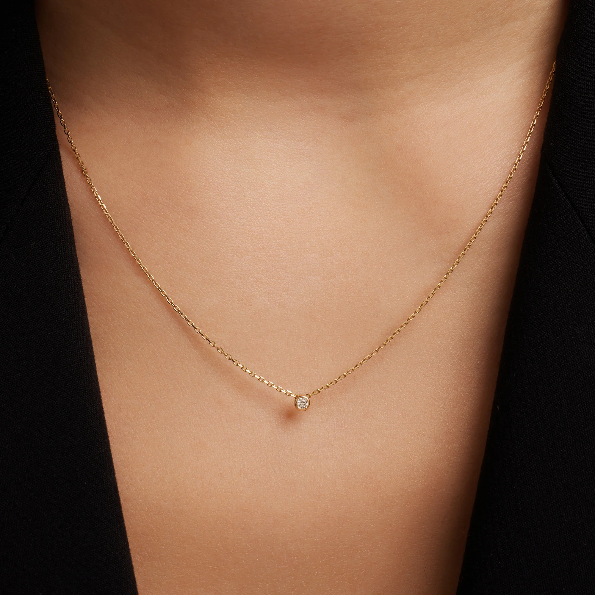 Bold Bezel Set Diamond Pendant Necklace (0.03 ct) - Image 2