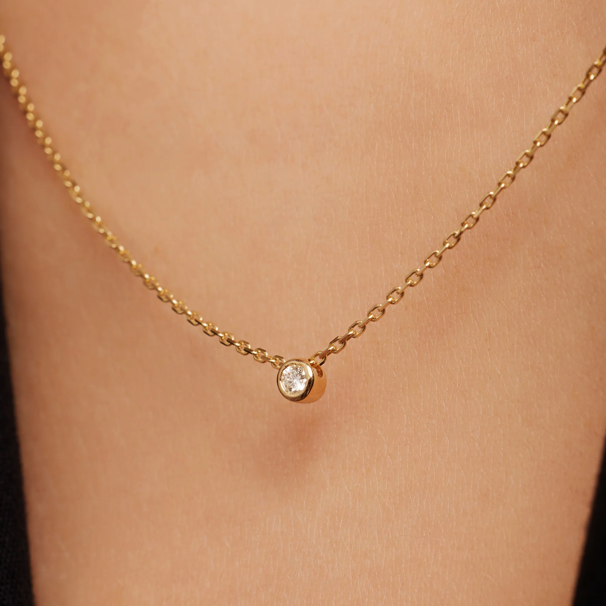 Bold Bezel Set Diamond Pendant Necklace (0.03 ct) - Image 3