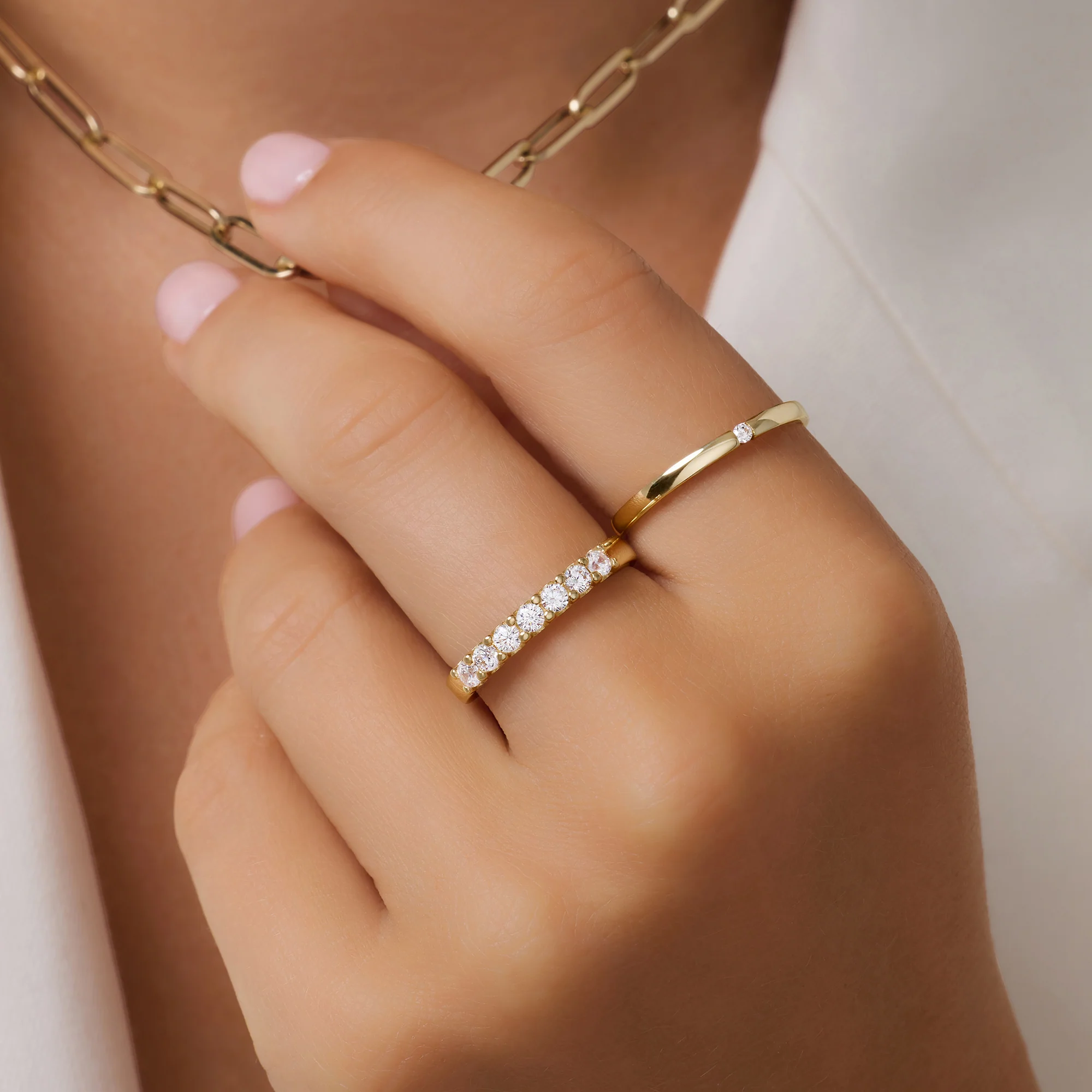 Bold Cubic Zirconia Half Eternity Ring - Image 3