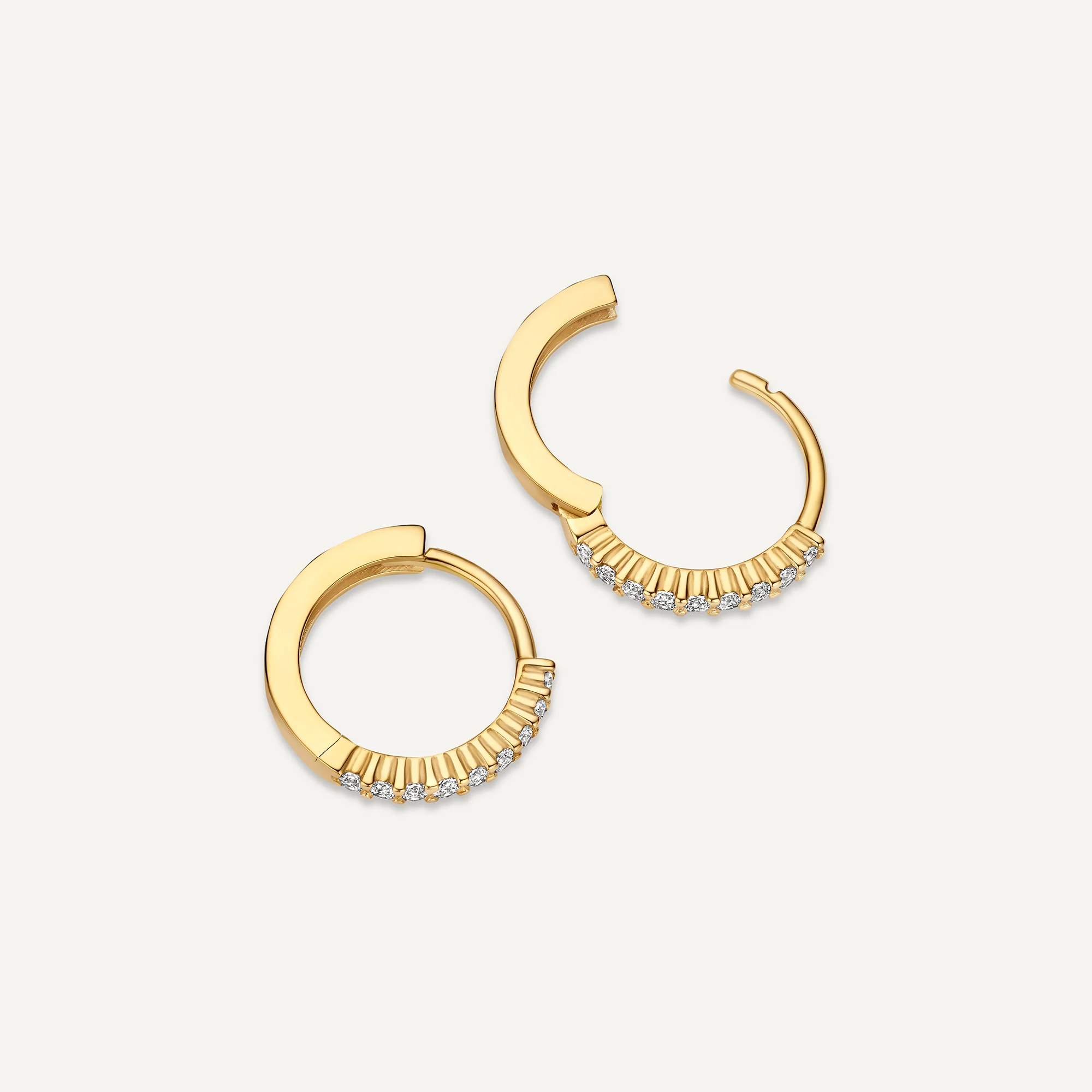 Chaton Set Cubic Zirconia Huggie Hoops (12.5 mm) - Image 4