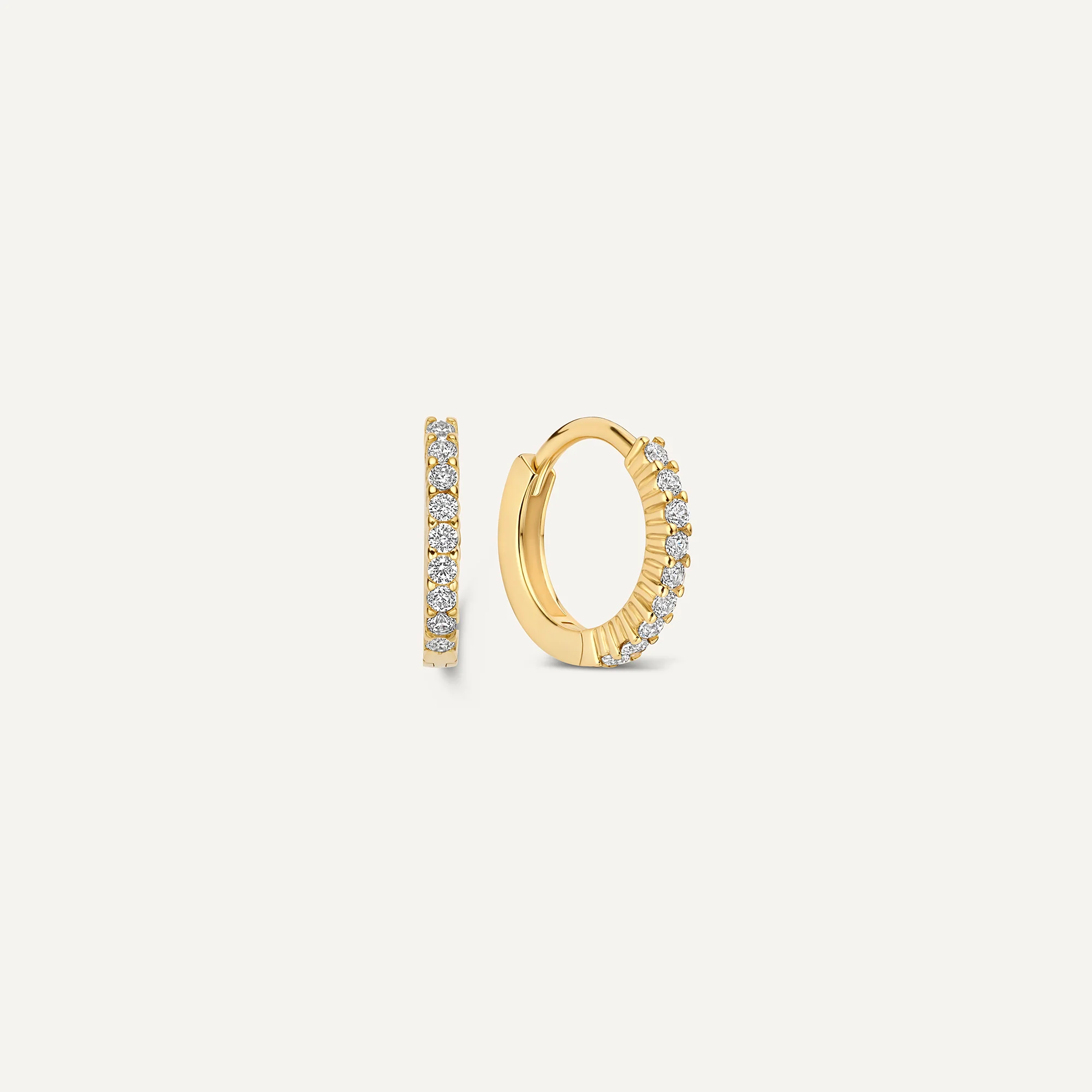 Chaton Set Cubic Zirconia Small Huggie Hoops (10.8 mm)