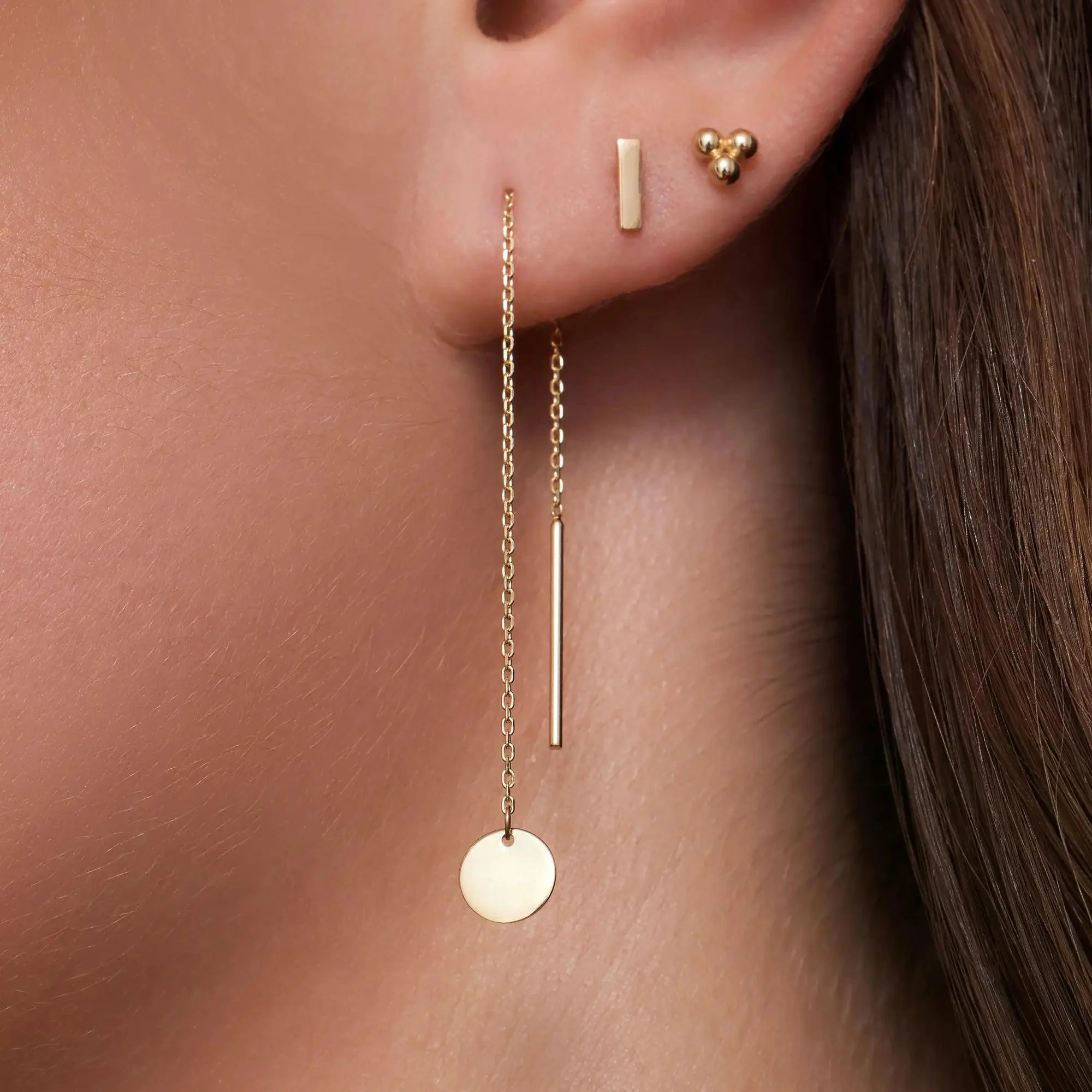 Coin Pull Through Drop Earrings - Image 3