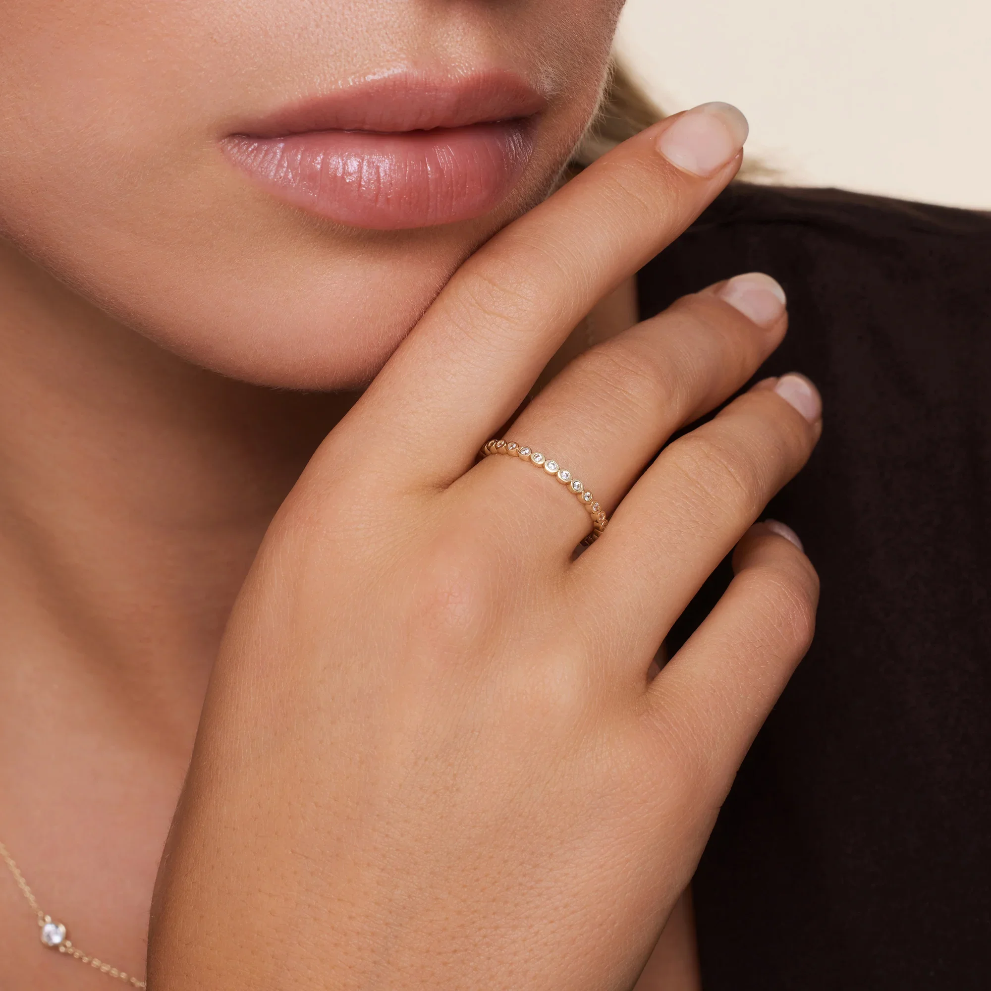 Cubic Zirconia Bezel Dot Eternity Ring - Image 3