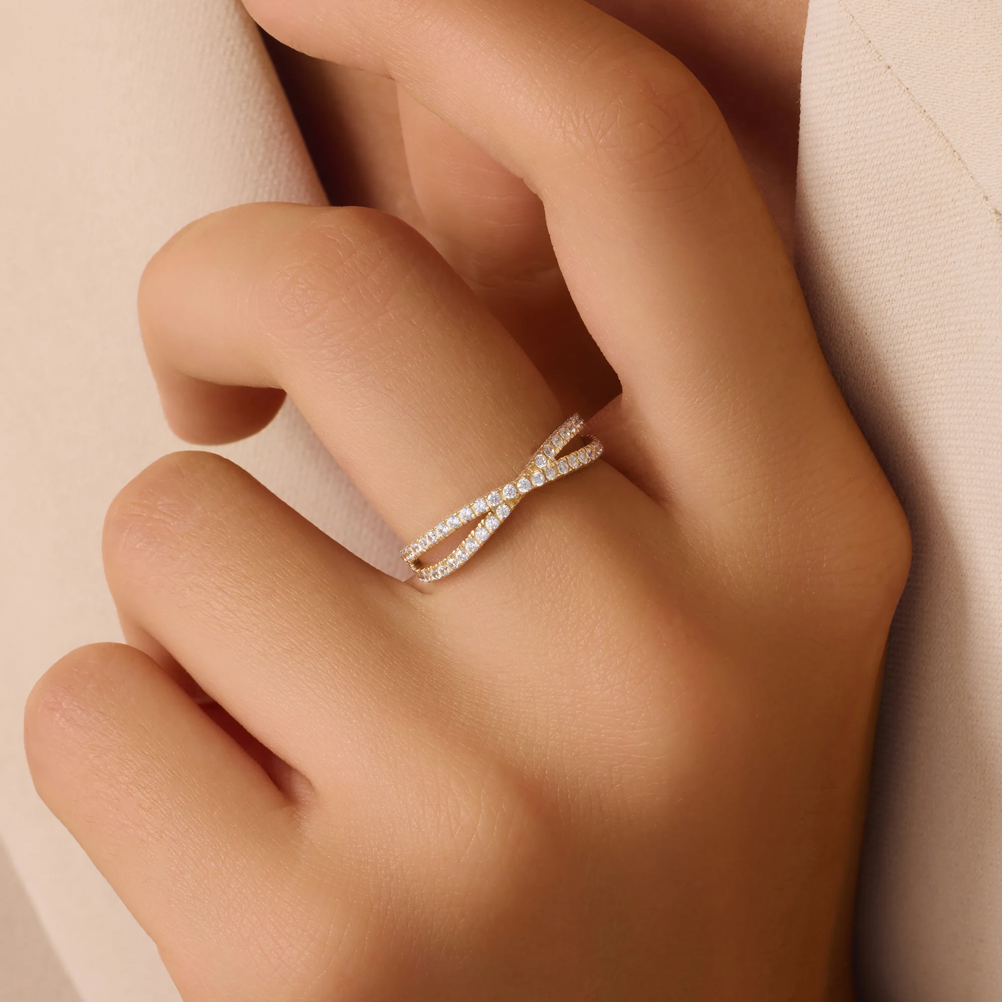 Cubic Zirconia Crossover Double Eternity Ring - Image 2