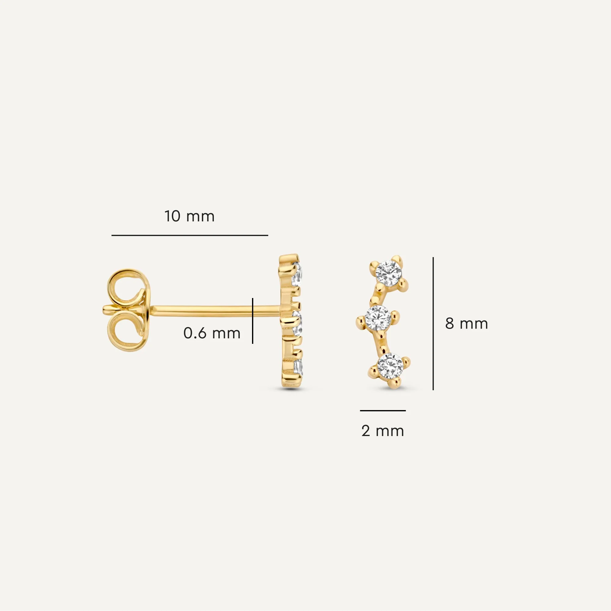 Cubic Zirconia Curved Trinity Studs - Image 9