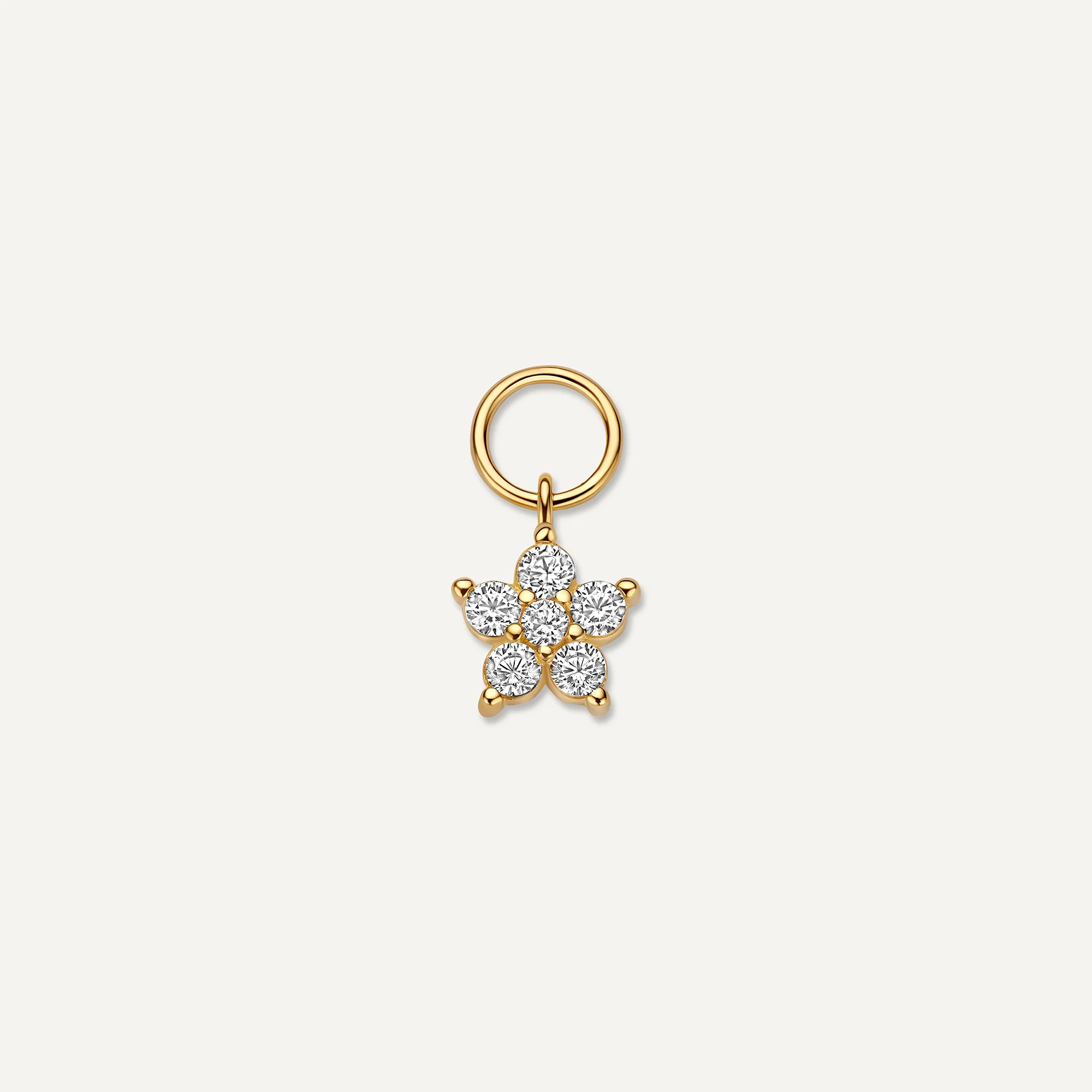 Cubic Zirconia Flower Hoop Charm