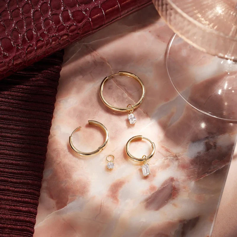 Cubic Zirconia Hoop Charms Set - Image 3