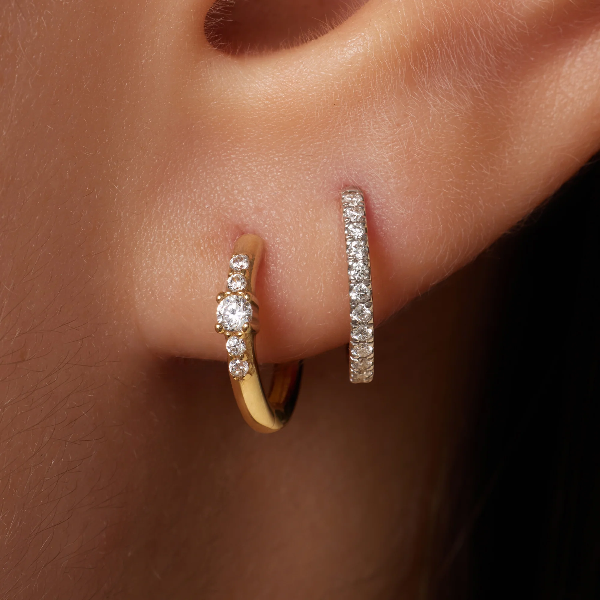 Cubic Zirconia Radiance Huggie Hoops (12 mm) - Image 3