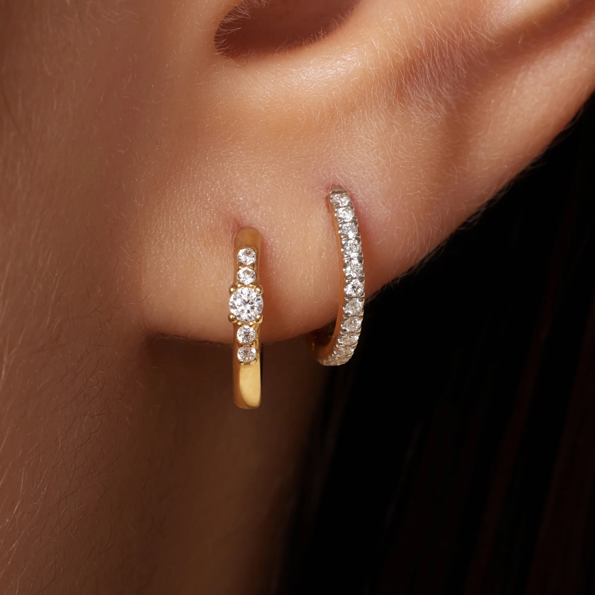 Cubic Zirconia Radiance Huggie Hoops (12 mm) - Image 4