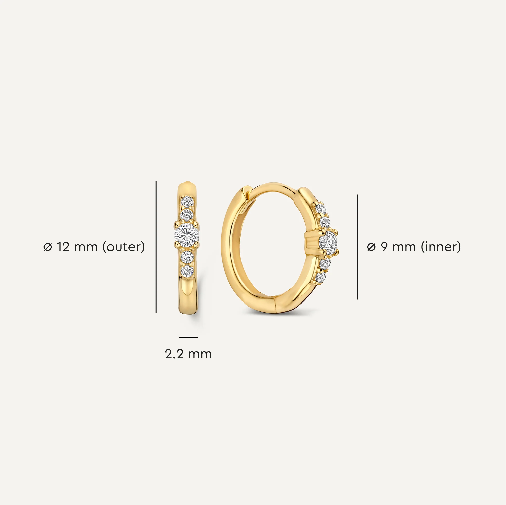 Cubic Zirconia Radiance Huggie Hoops (12 mm) - Image 6