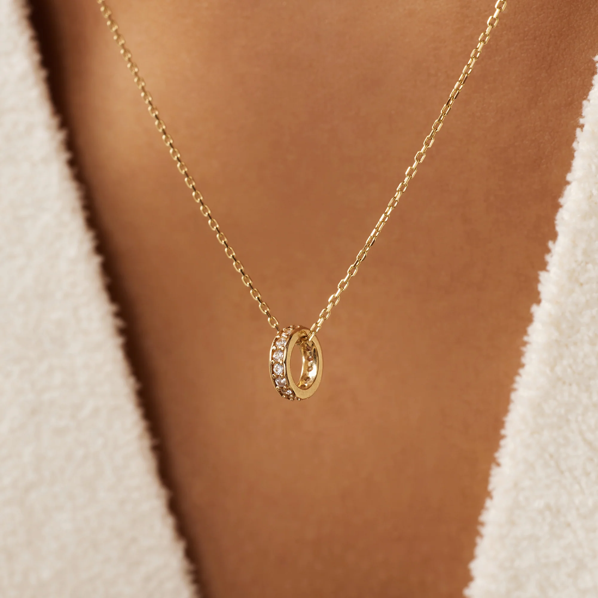 Cubic Zirconia Ring Pendant Necklace - Image 3