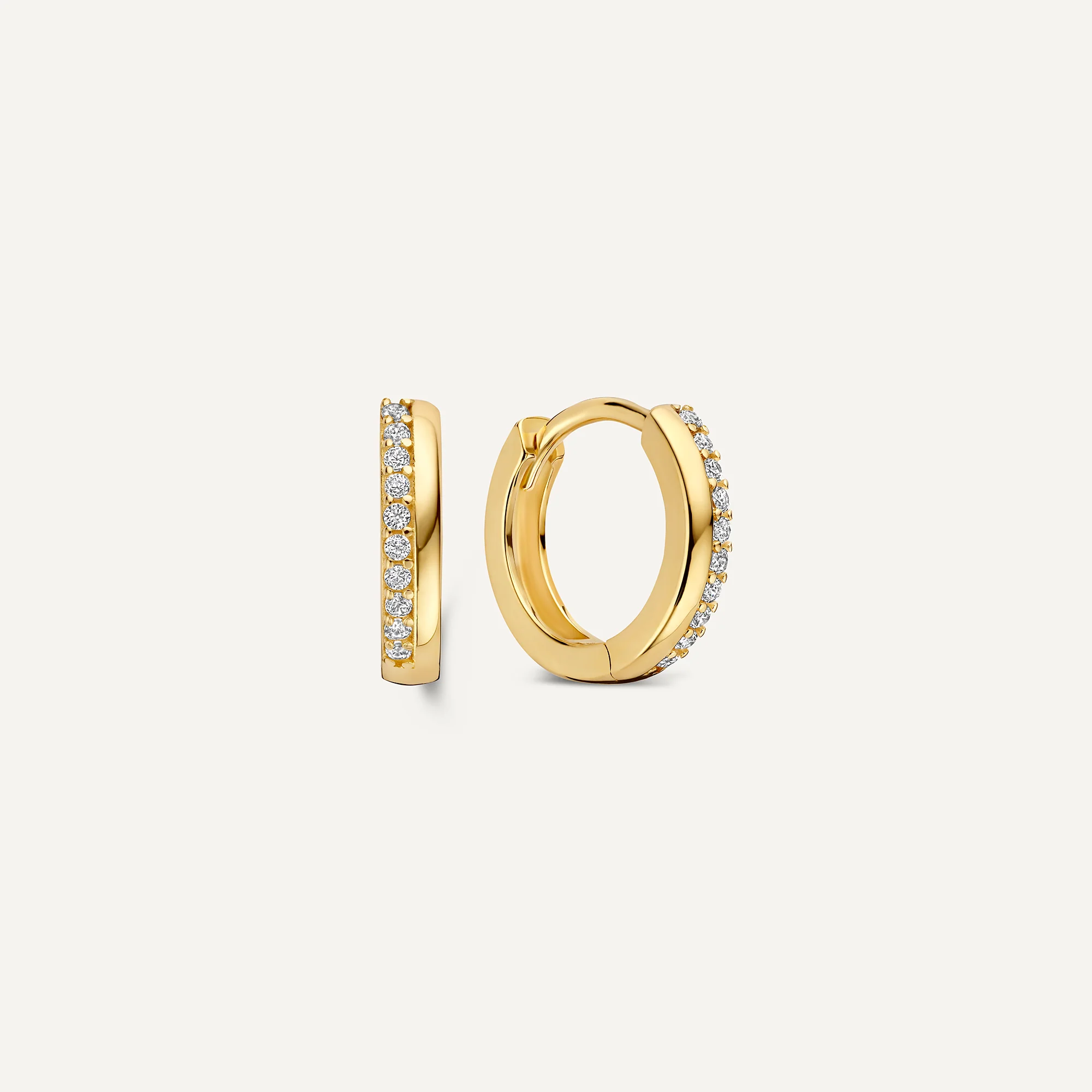 Cubic Zirconia Stacked Huggie Hoops (12 mm)