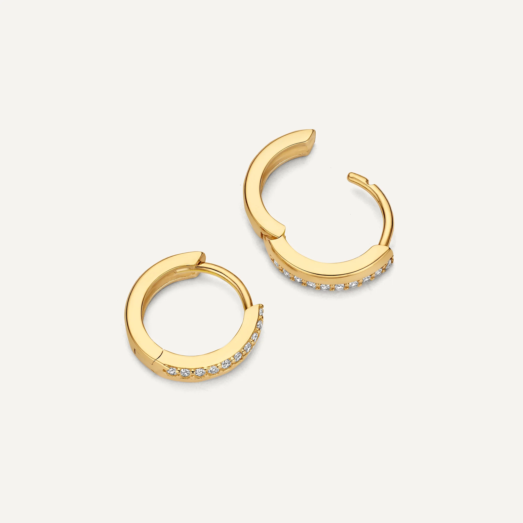 Cubic Zirconia Stacked Huggie Hoops (12 mm) - Image 6