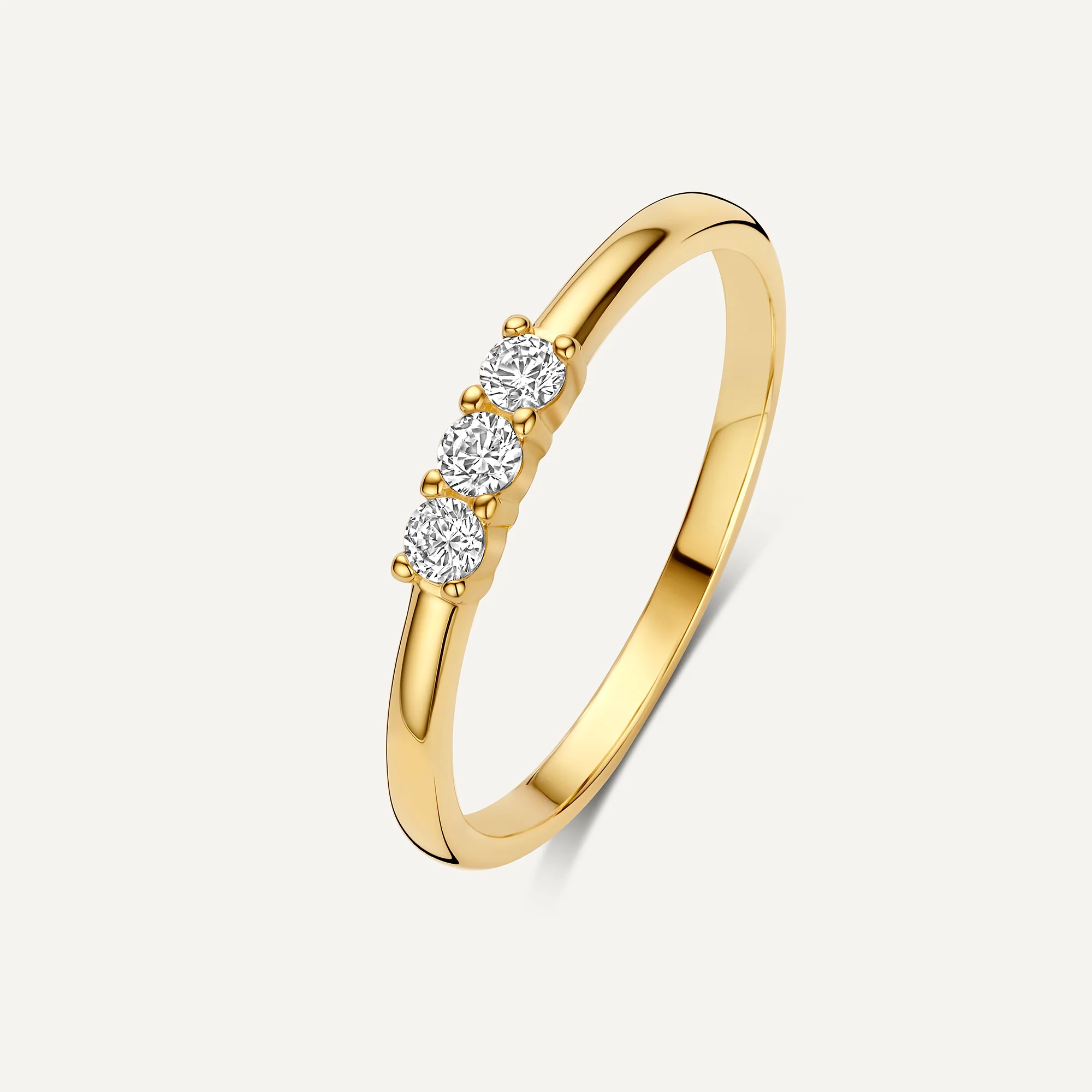 Cubic Zirconia Threaded Three-Stone Ring