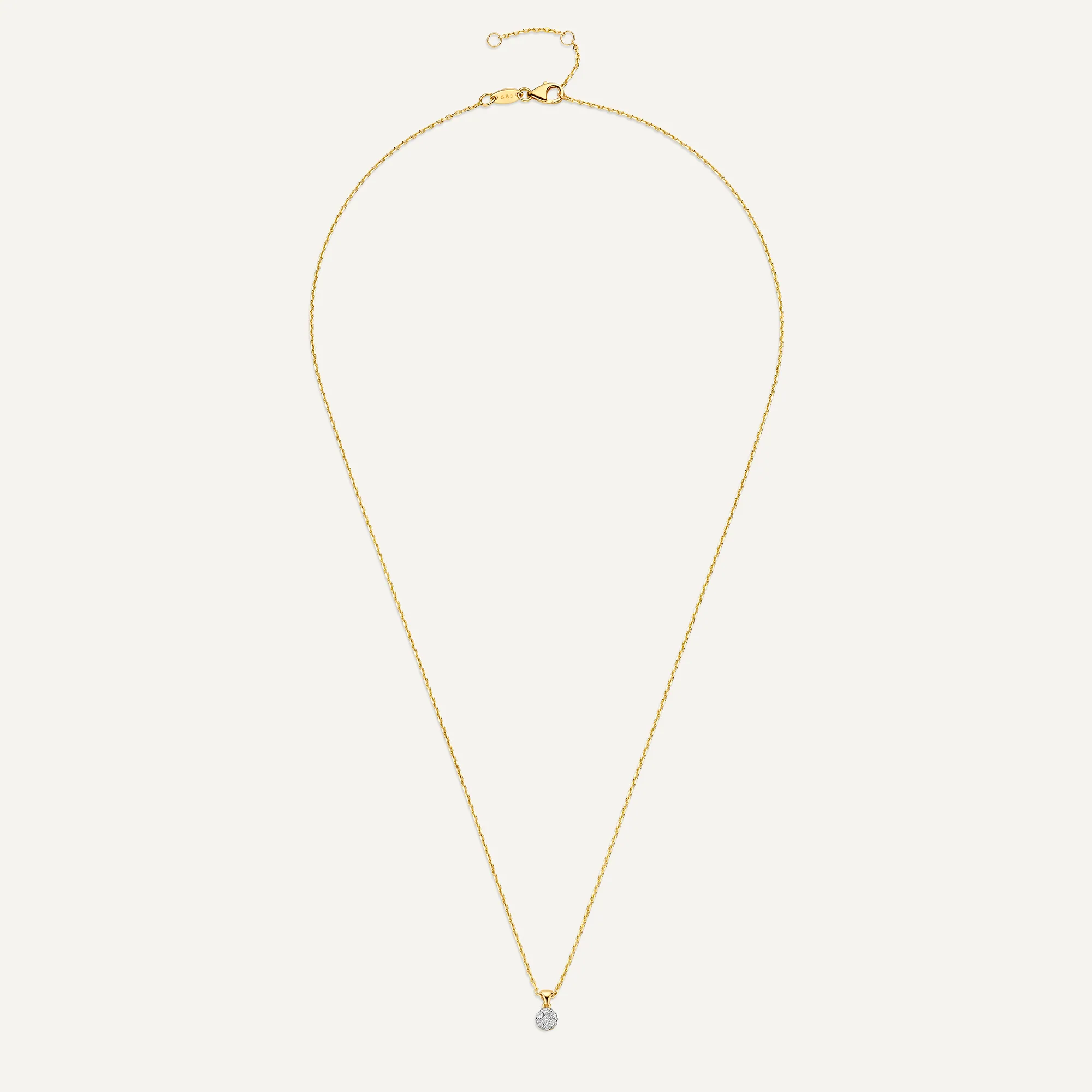 Diamond Cluster Linked Pendant Necklace (0.08 ct) - Image 10