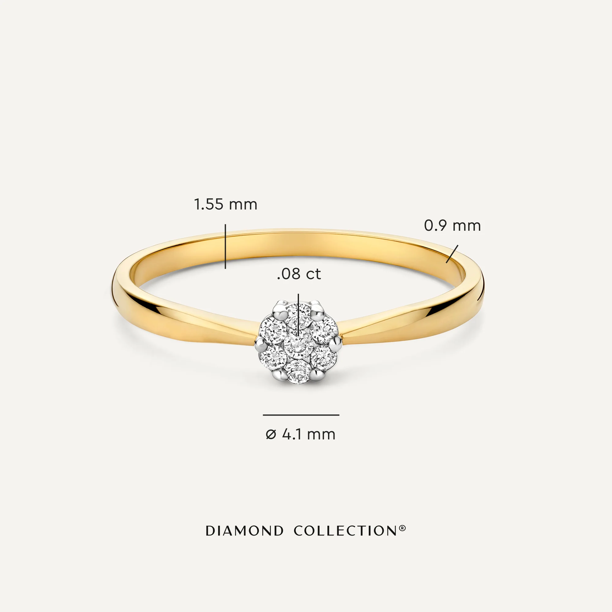 Diamond Cluster Tapered Ring (0.08 ct) - Image 7