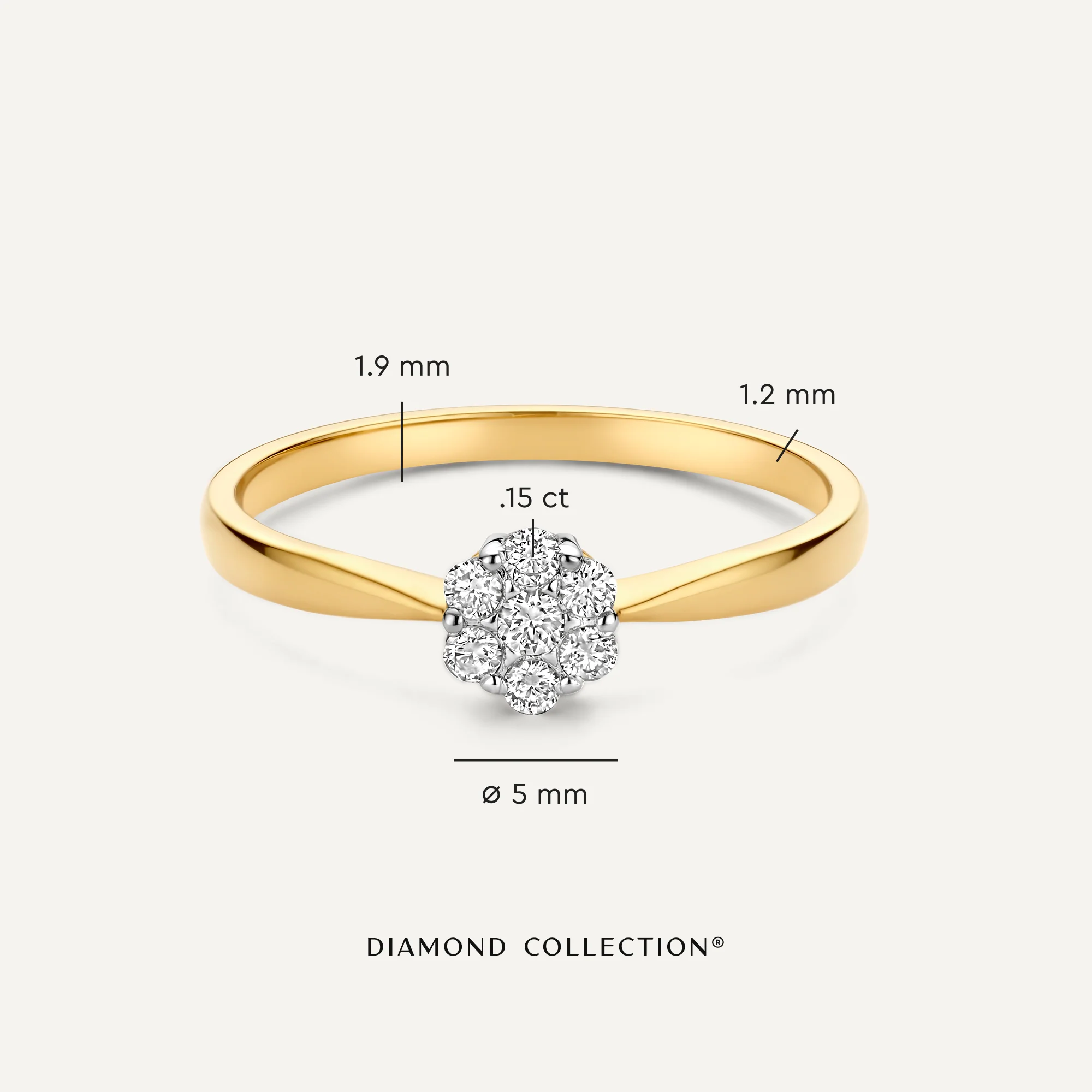 Diamond Cluster Tapered Ring (0.15 ct) - Image 5