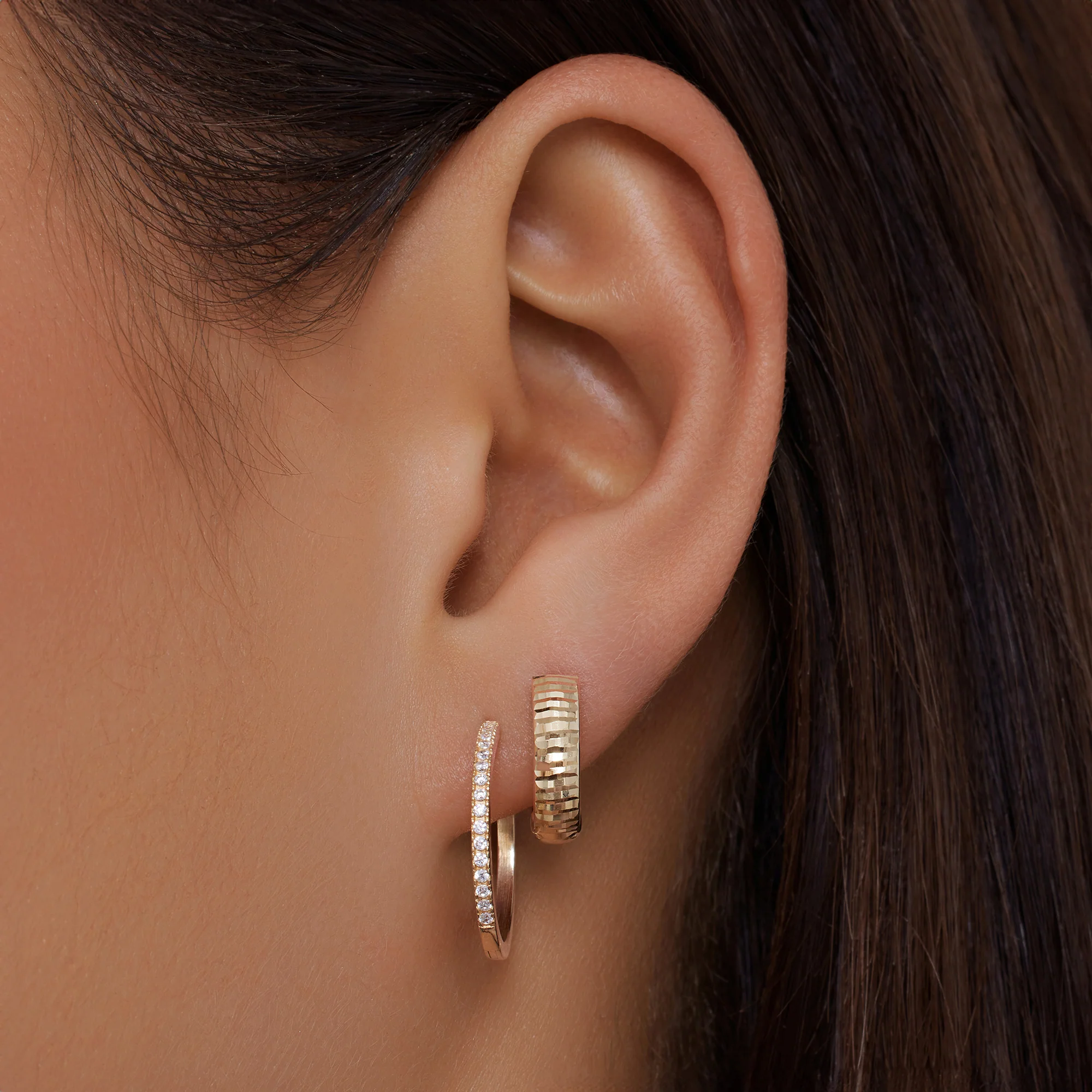 Diamond Cut Hoops (12mm) - Image 2