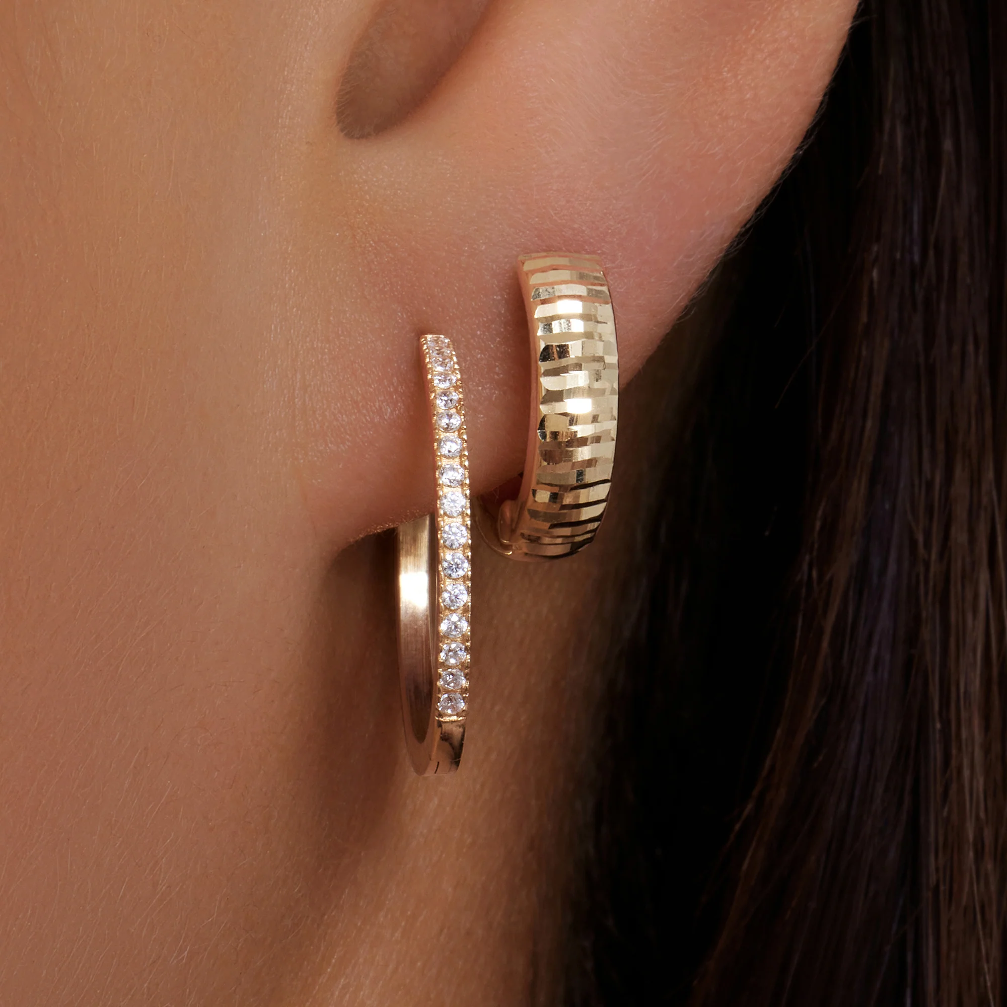 Diamond Cut Hoops (12mm) - Image 3