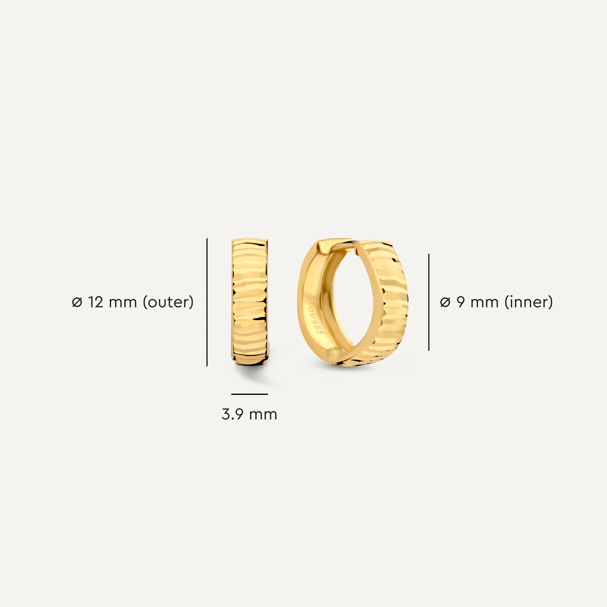 Diamond Cut Hoops (12mm) - Image 4