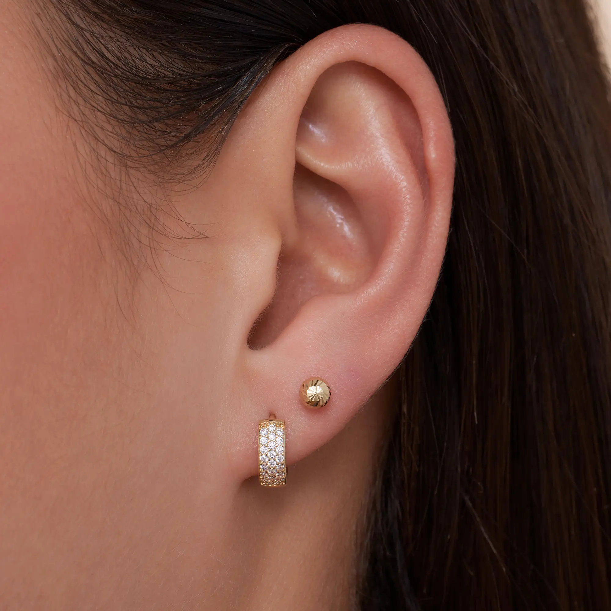 Diamond Cut Sphere Studs - Image 2