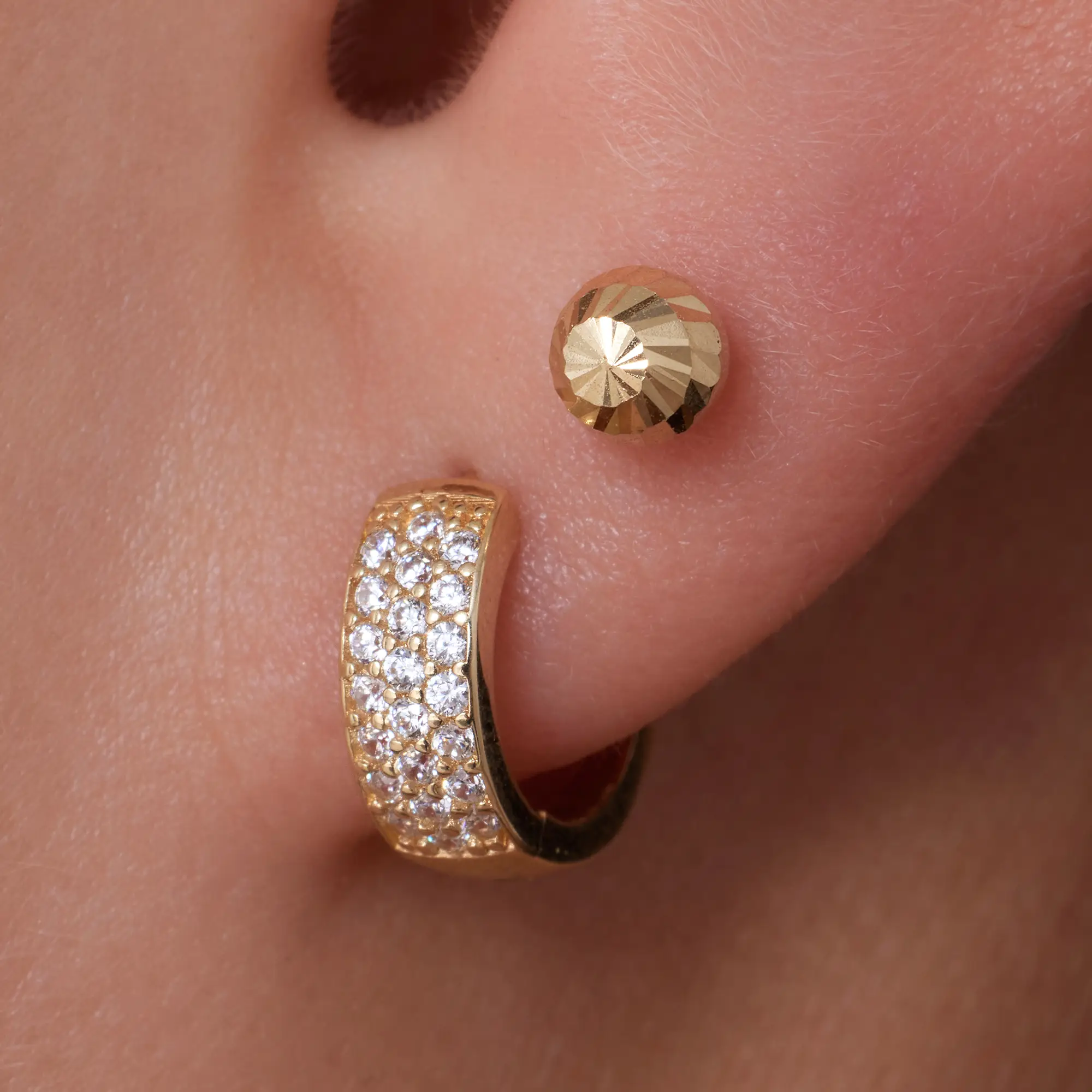 Diamond Cut Sphere Studs - Image 3