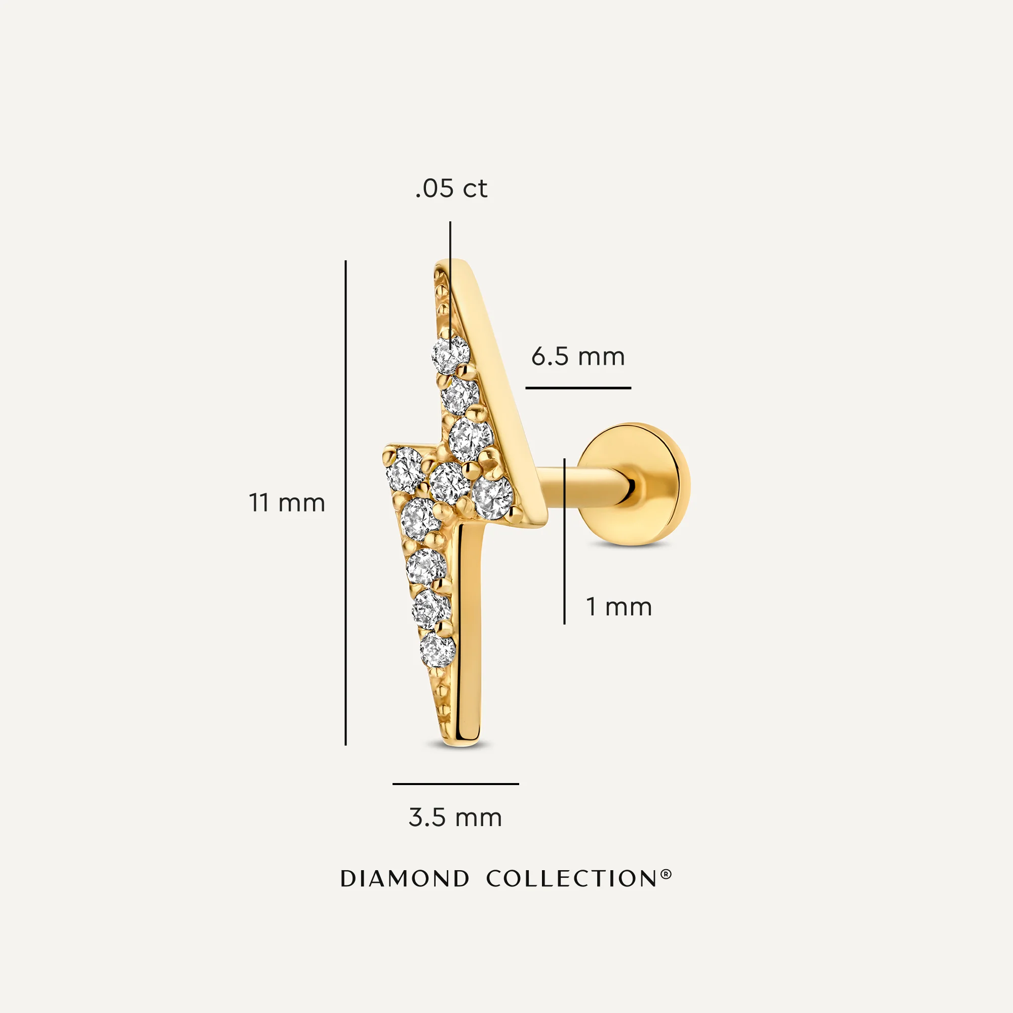 Diamond Lightning Bolt Piercing (0.05 ct) - Image 5