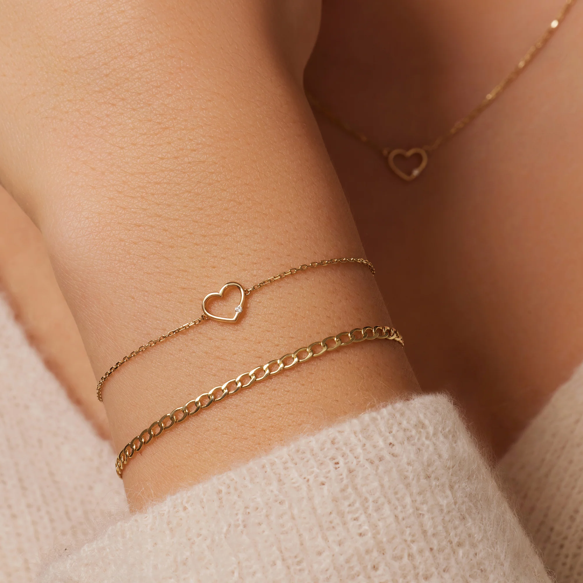 Diamond Open Heart Bracelet (0.01 ct) - Image 4