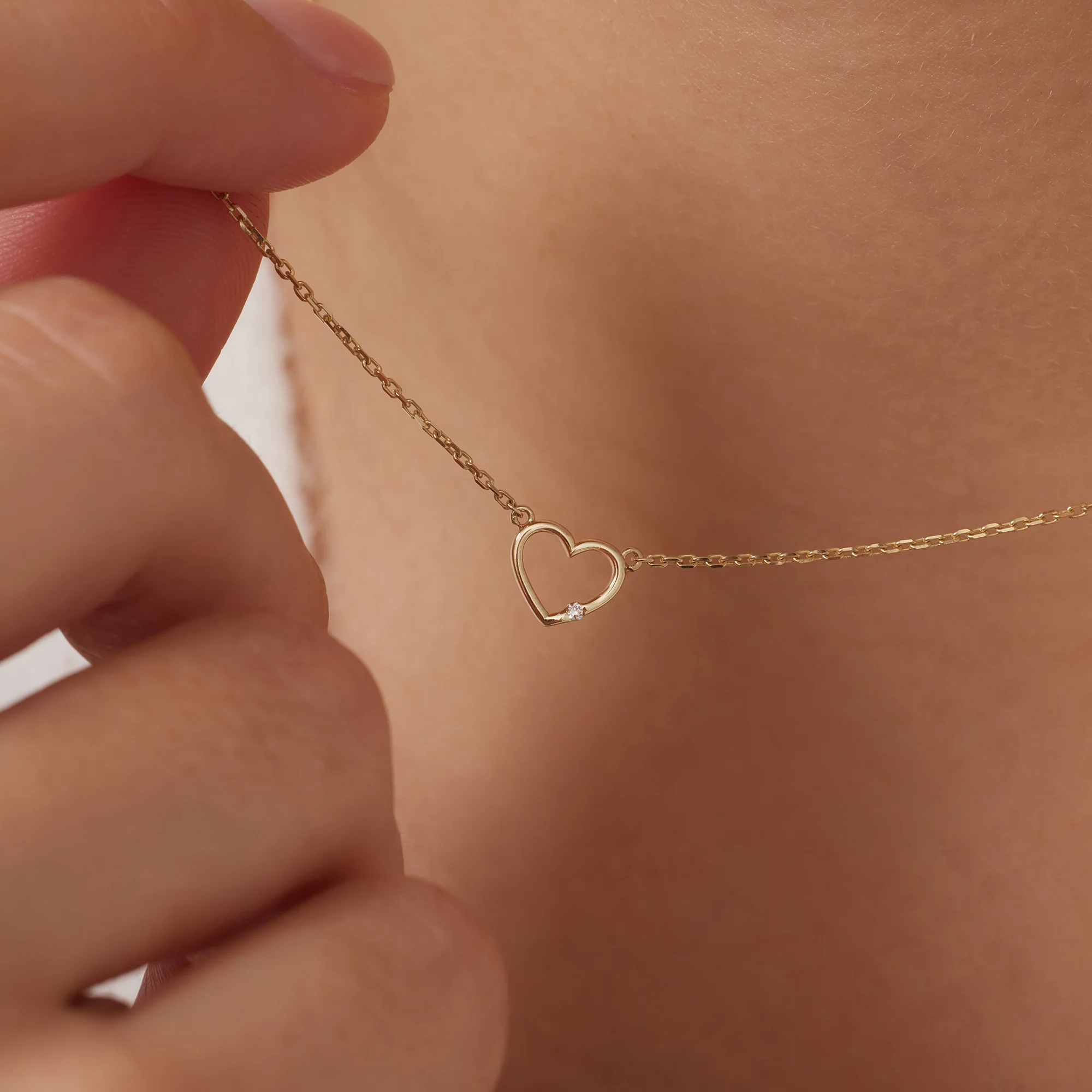Diamond Open Heart Pendant Necklace (0.01 ct) - Image 2