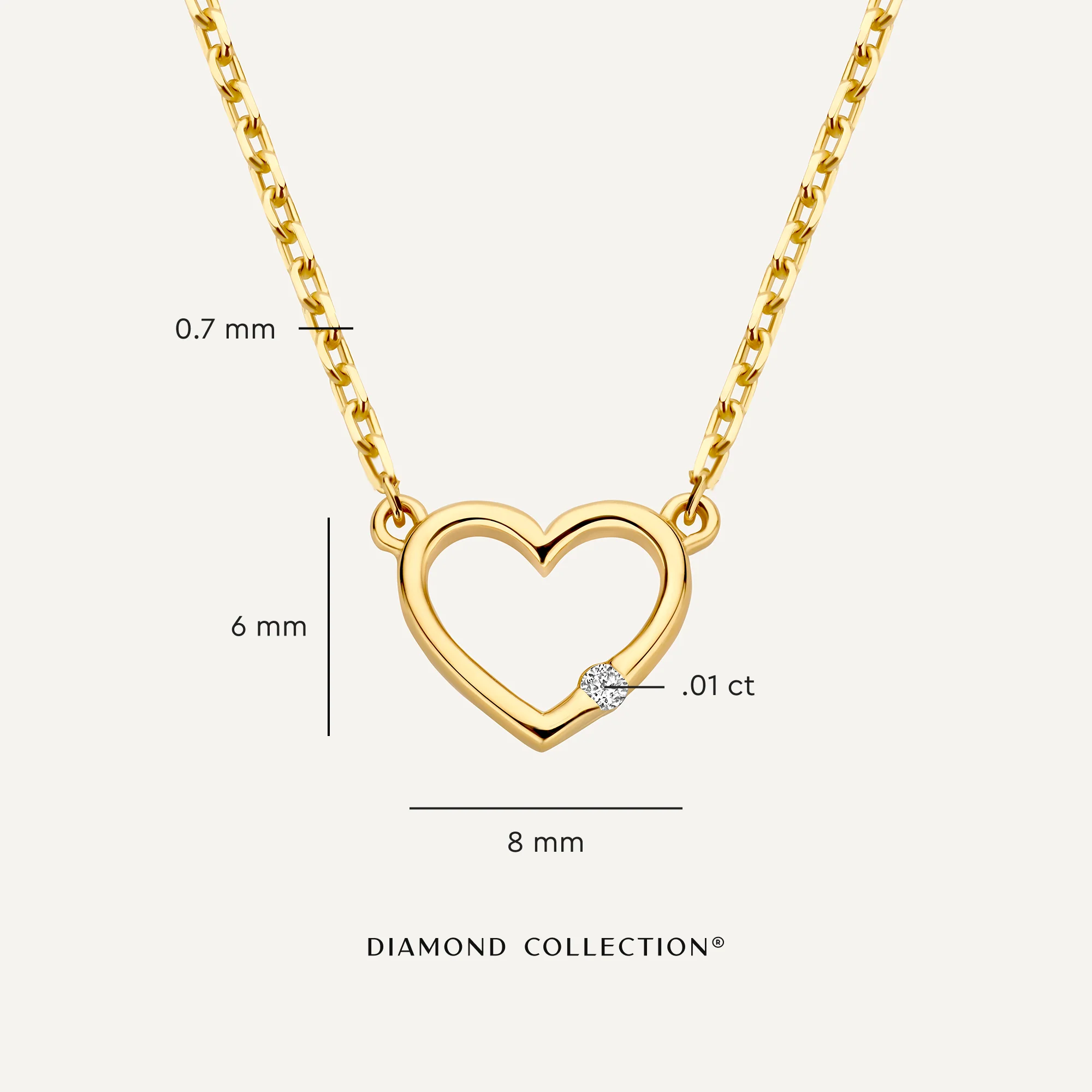 Diamond Open Heart Pendant Necklace (0.01 ct) - Image 7