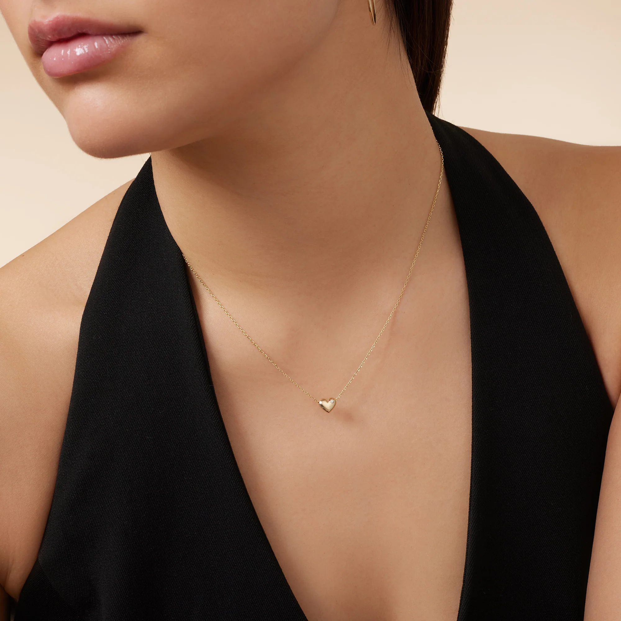 Diamond Puffy Heart Pendant Necklace (0.01 ct) - Image 4