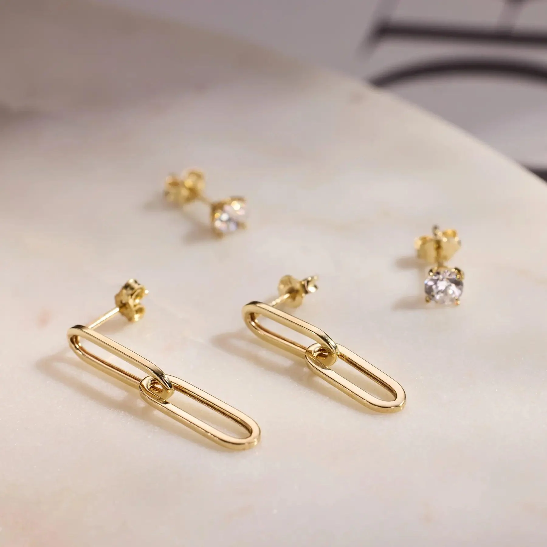 Double Paperclip Drop Earrings - Image 7