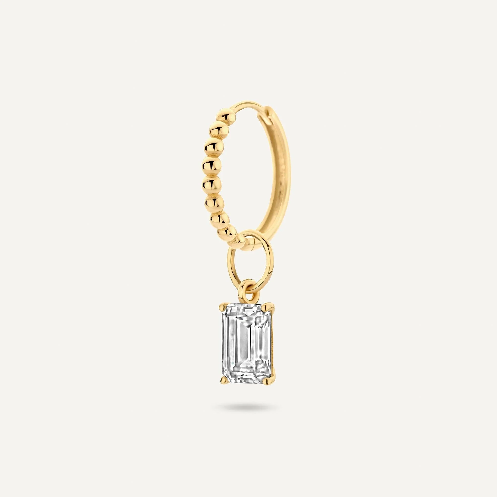 Emerald Cut Cubic Zirconia Hoop Charm - Image 5