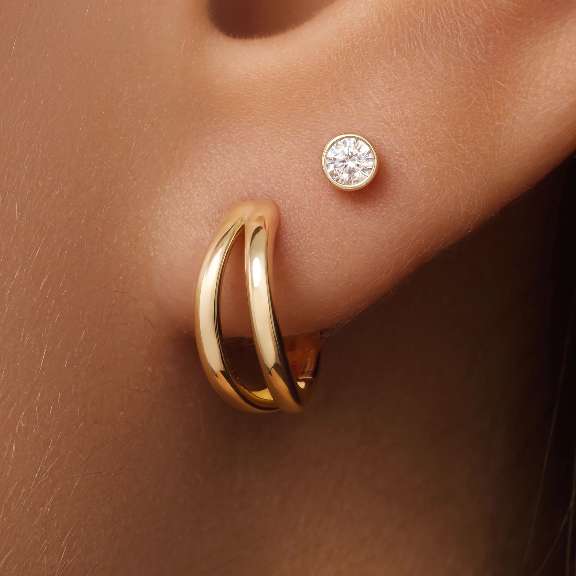 Essential Double Huggie Hoops (12mm) - Image 3