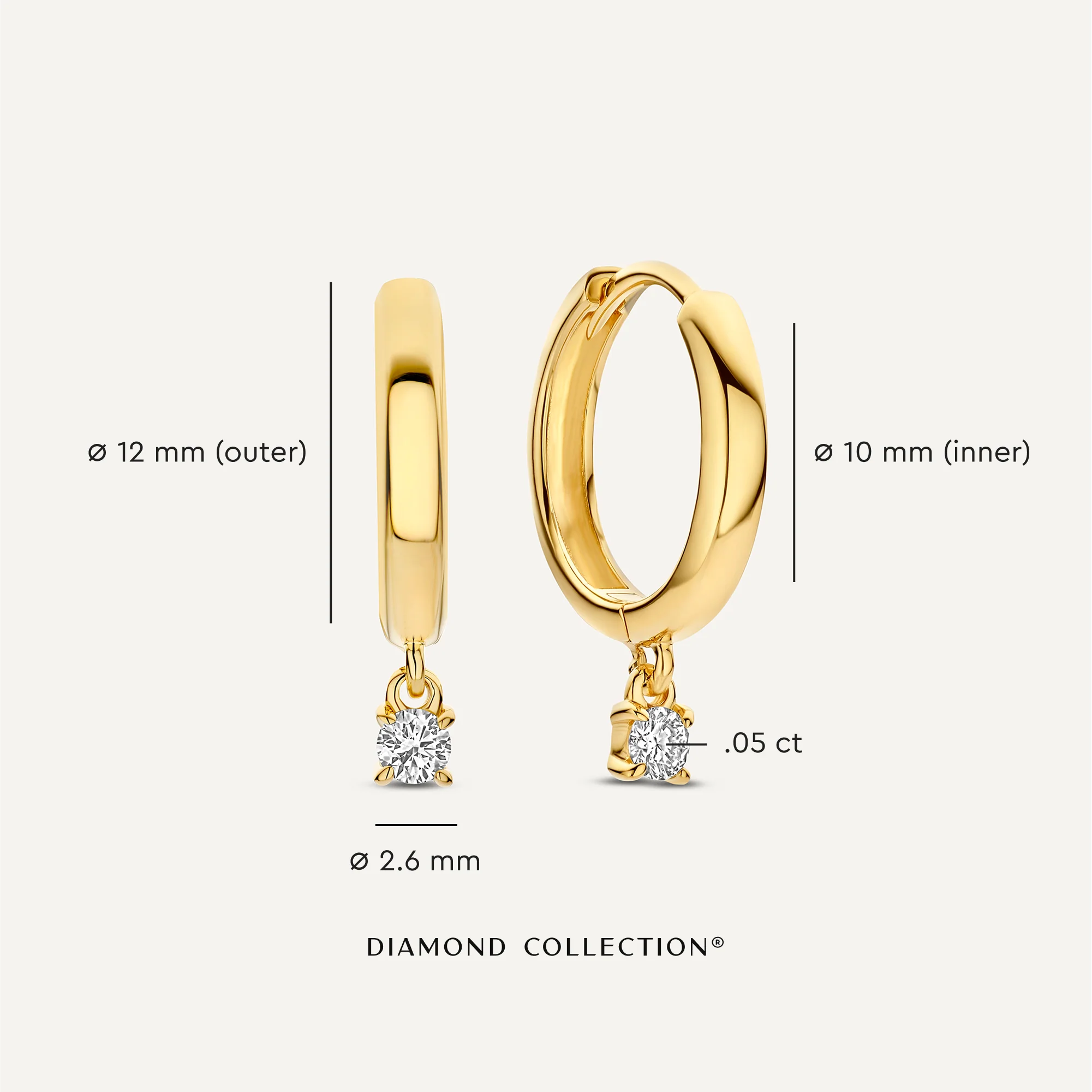 Four Prong Diamond Charm Hoop Earrings (0.10 ct) - Image 7