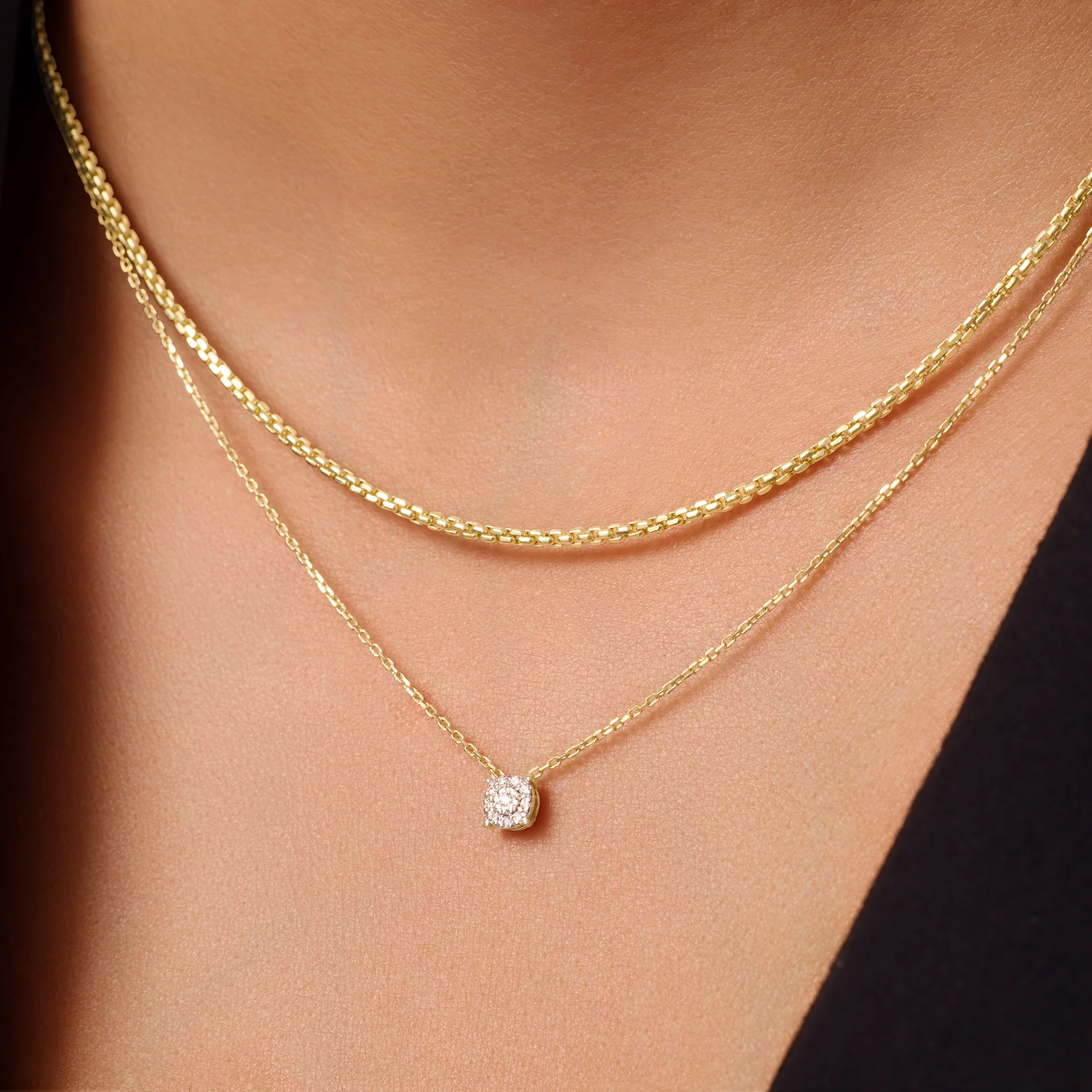 Four Prong Diamond Halo Pendant Necklace (0.05 ct) - Image 3